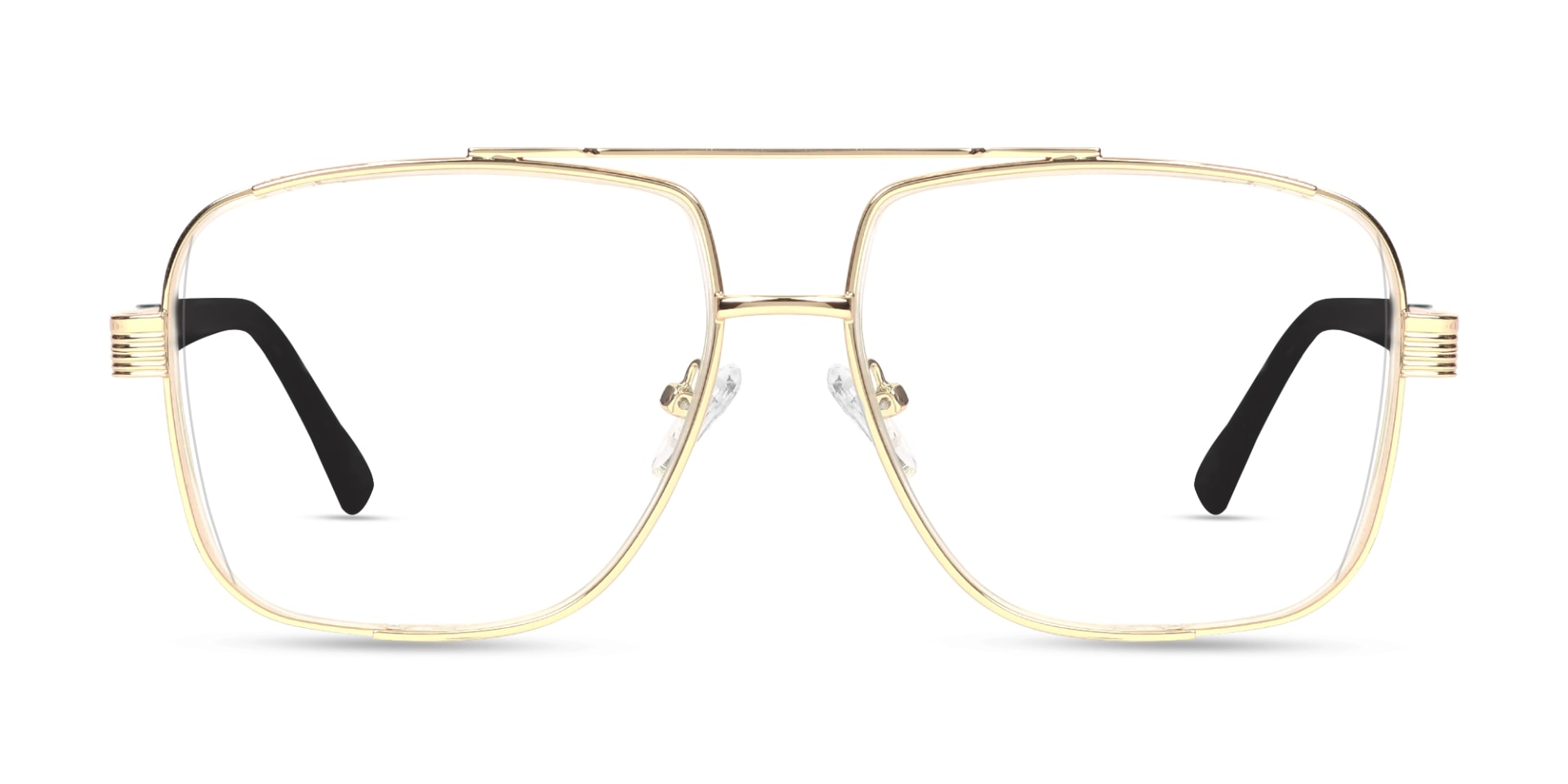 Metal Gold Pilot Square Glasses 
