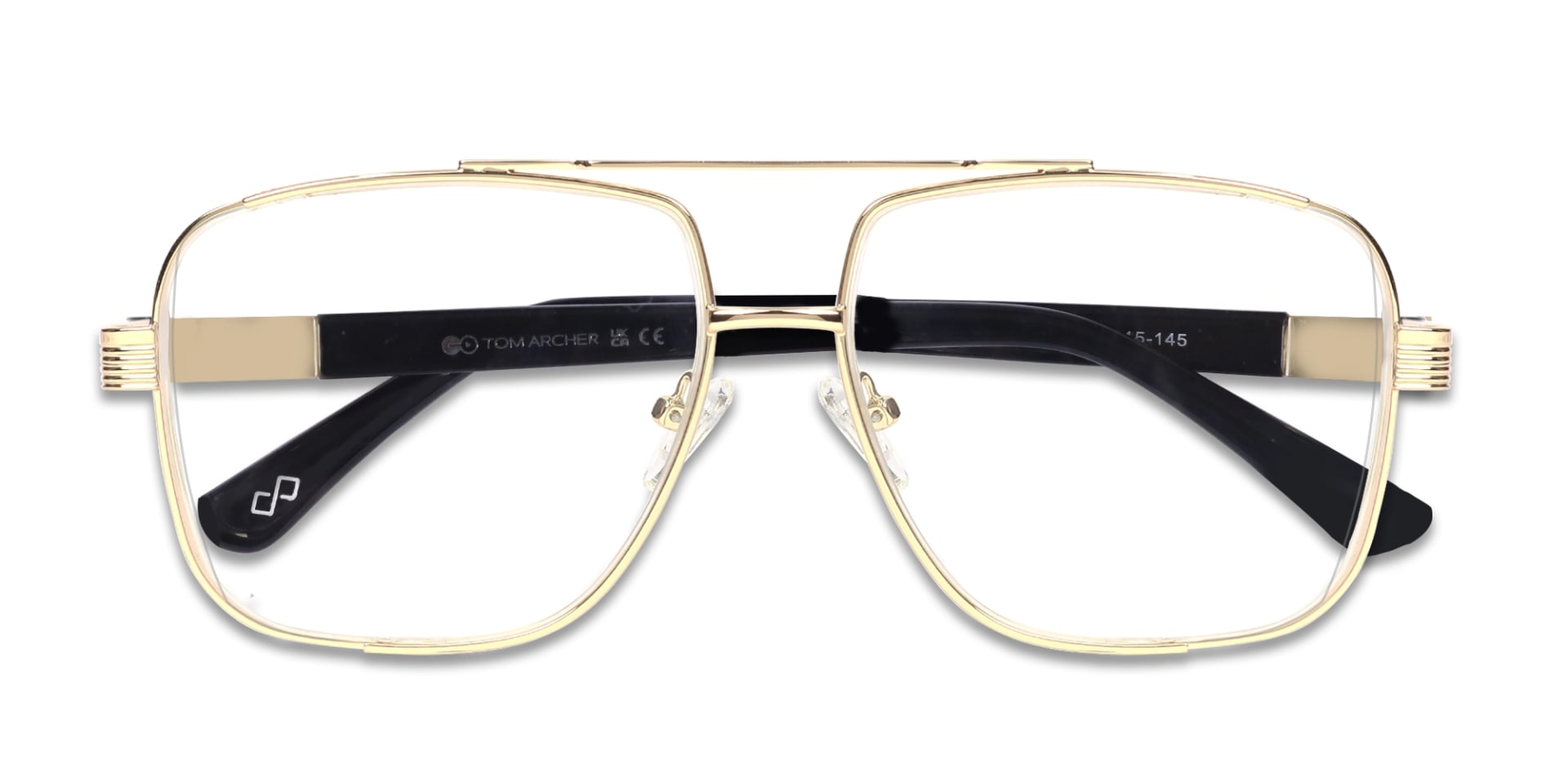 Metal Gold Pilot Square Glasses 
