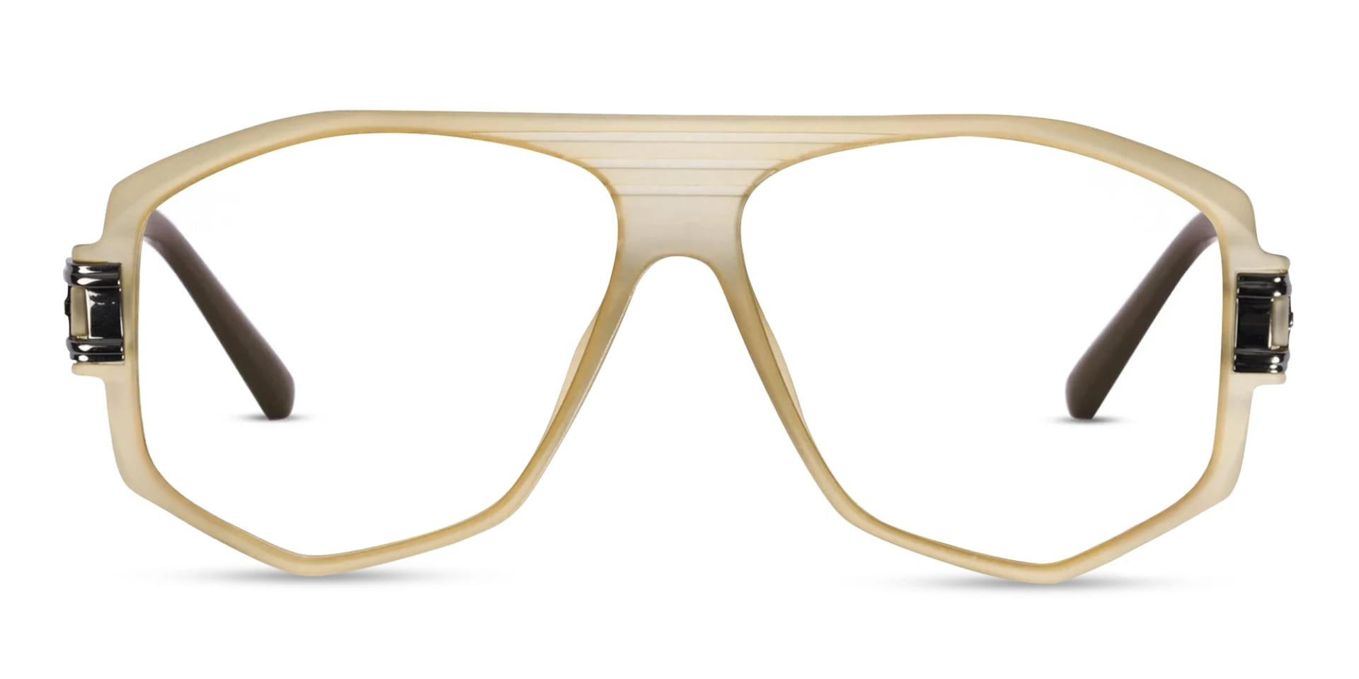 Matte Caramel Brown Geometric Glasses-2