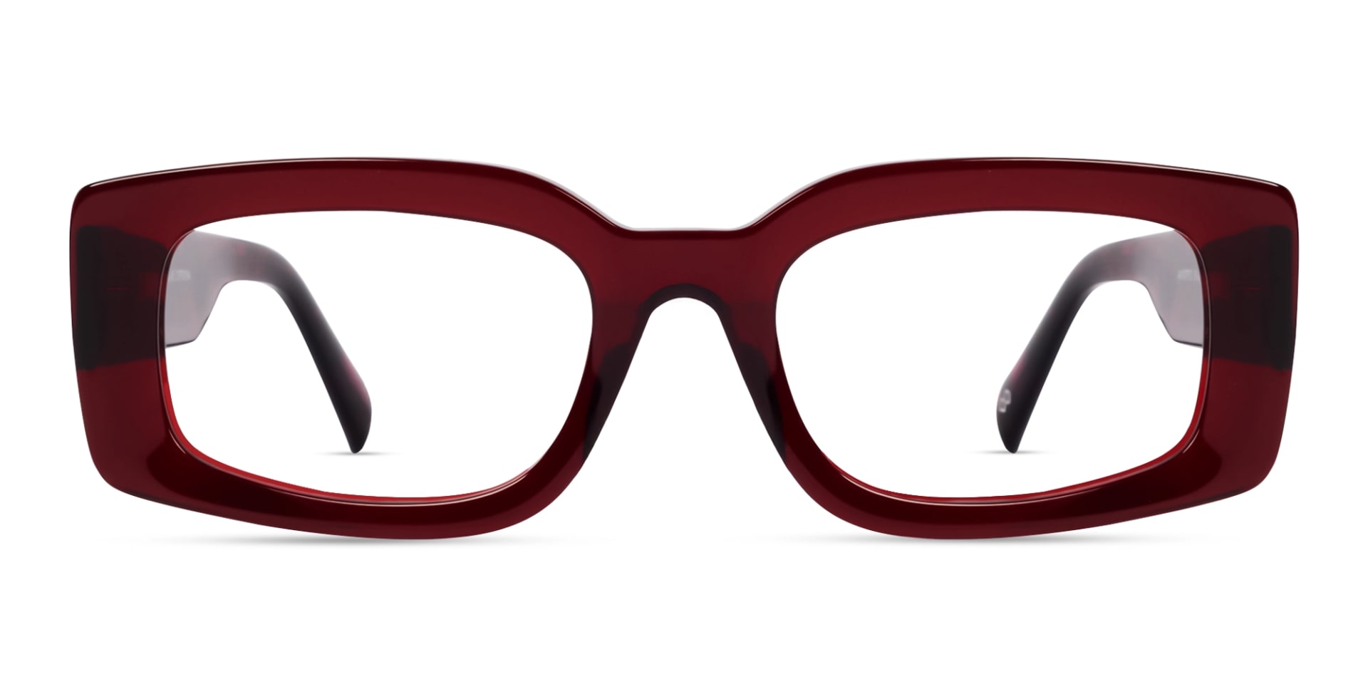 Dark Maroon Thick Oversized Rectangular Glasses