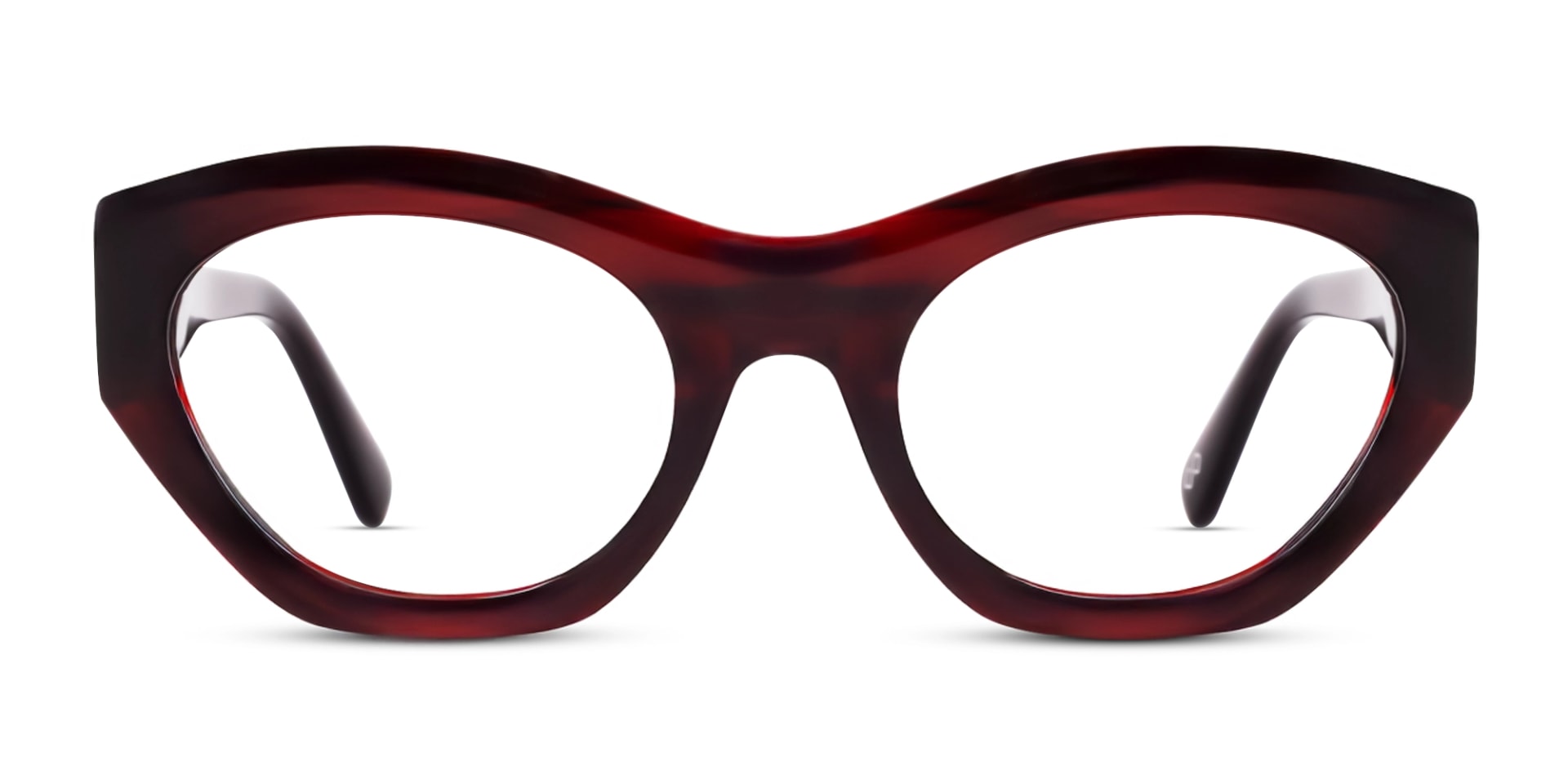 Dark Maroon Red Thick Geometric Glasses