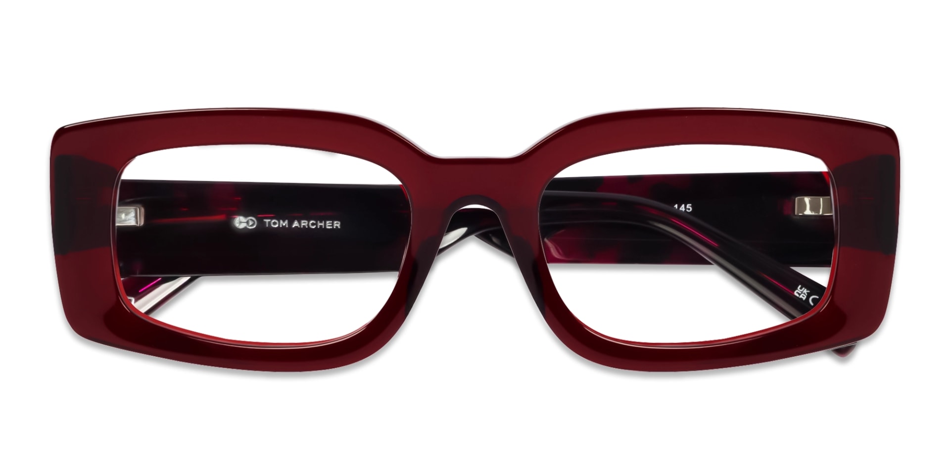 Dark Maroon Thick Oversized Rectangular Glasses