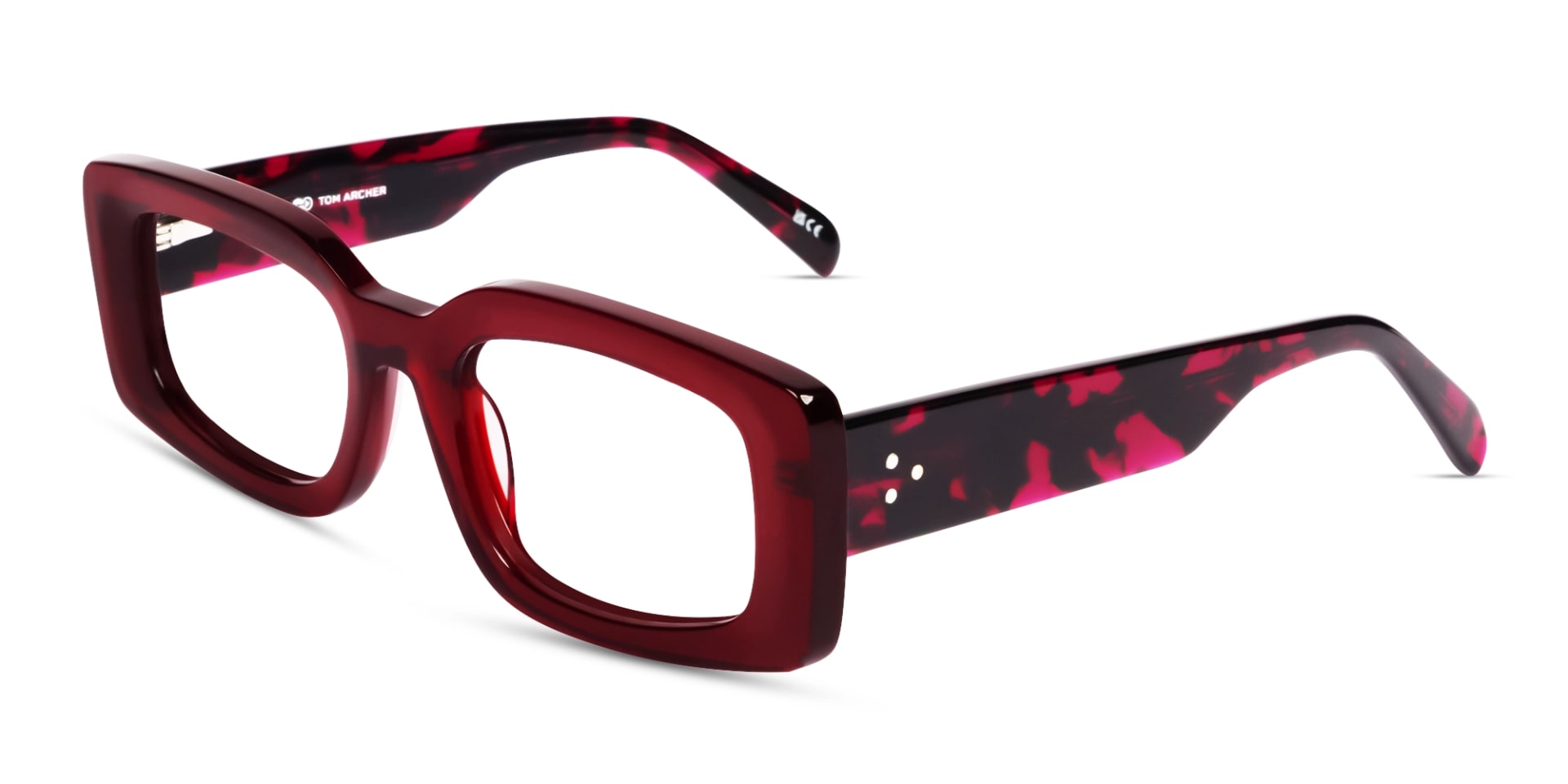 Dark Maroon Thick Oversized Rectangular Glasses