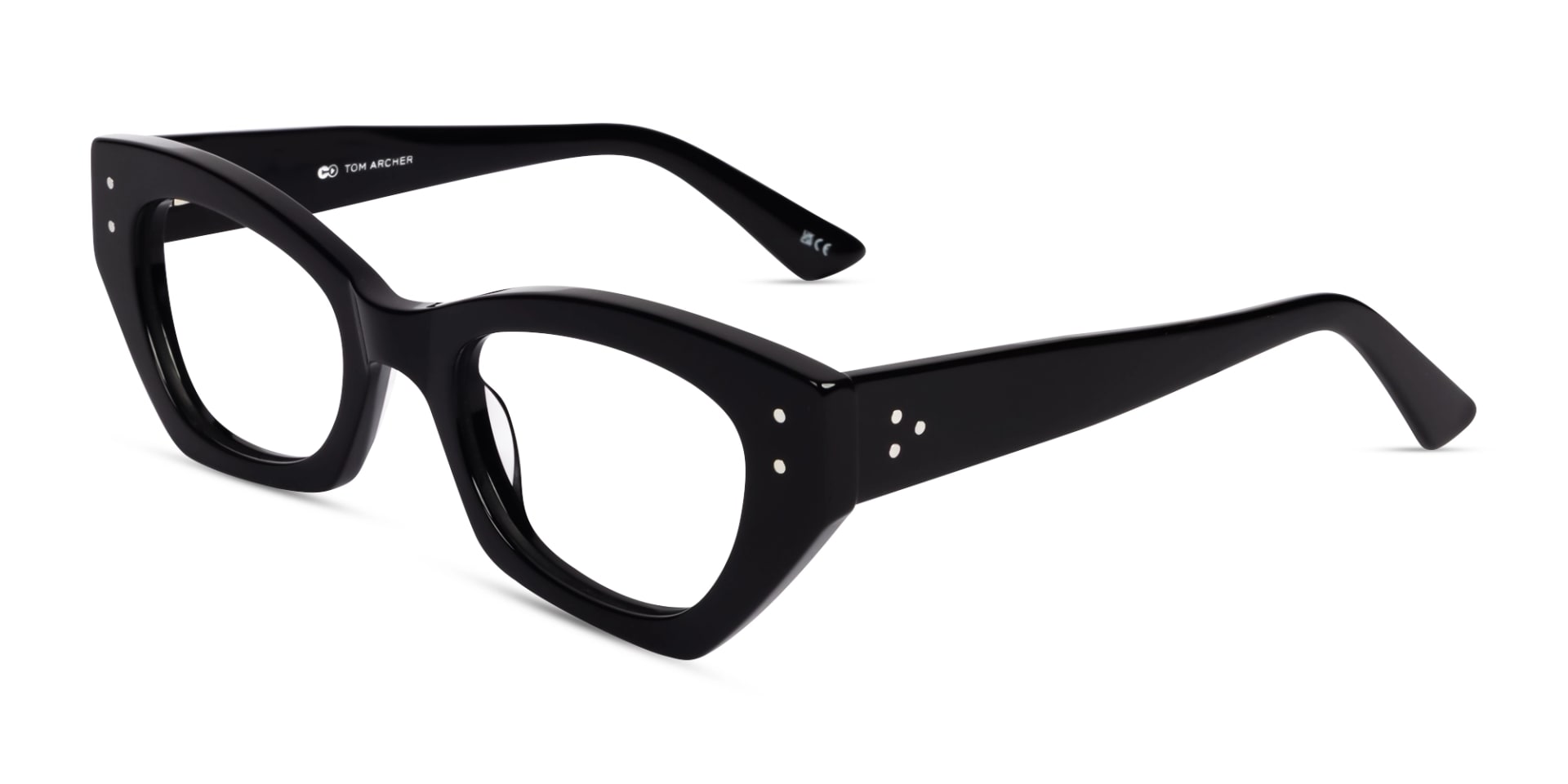 Thick Black Geometric Fullrim Acetate Glasses