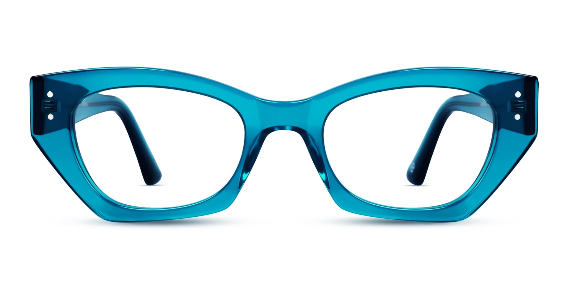 Crystal Cyan Thick Rectangular Glasses