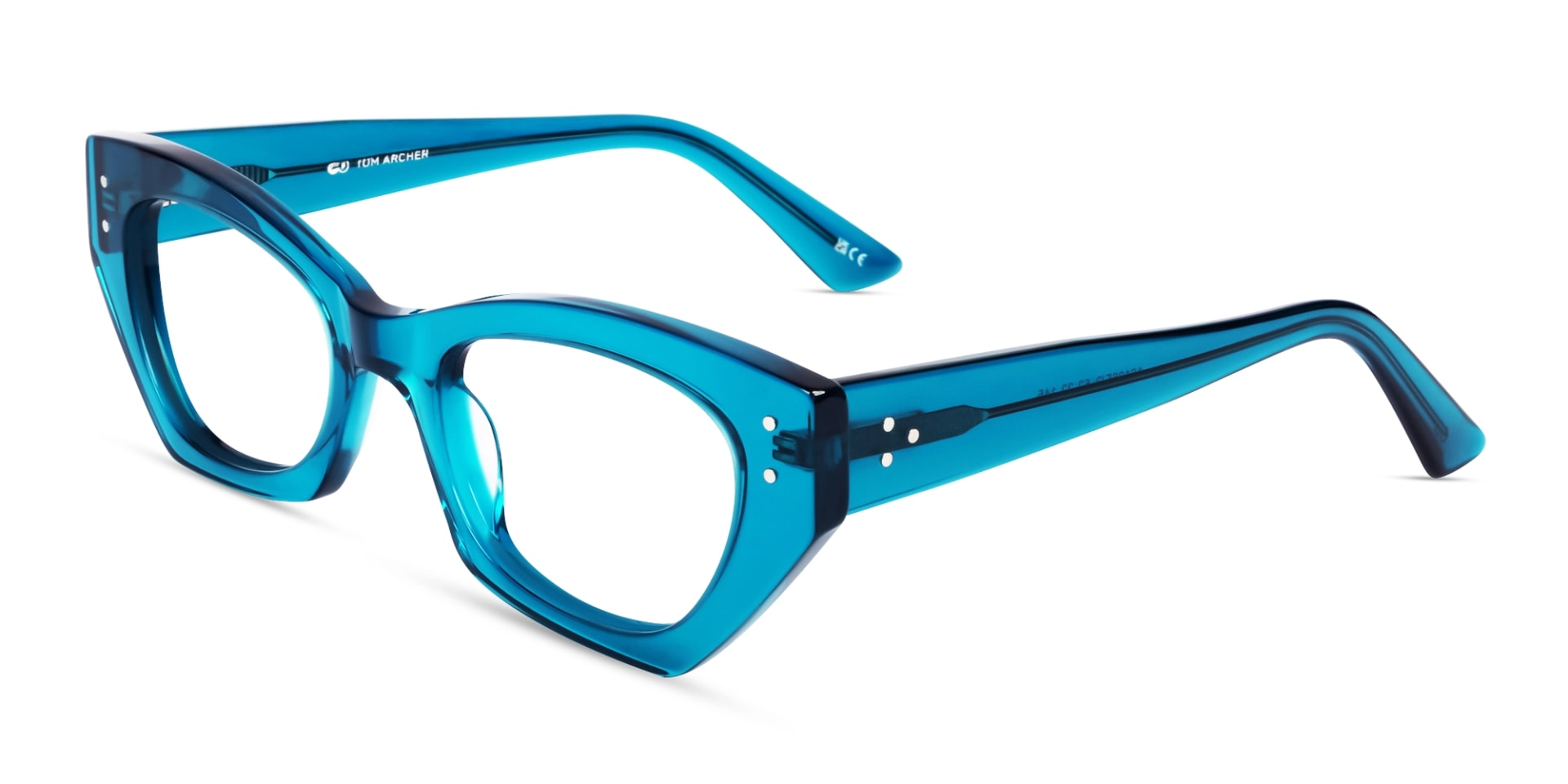Crystal Cyan Thick Rectangular Glasses