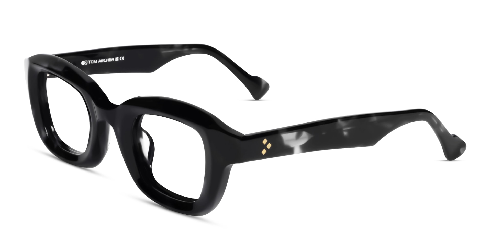 Black Marble Chunky Square Geometric Glasses