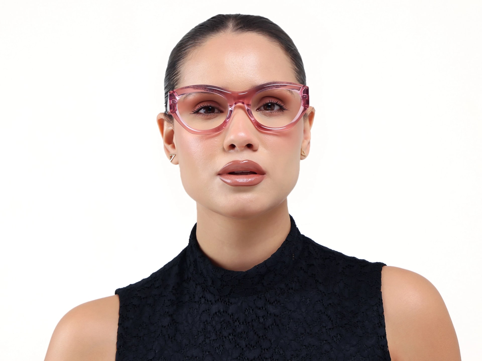 Thick Crystal Pink Geometric Glasses