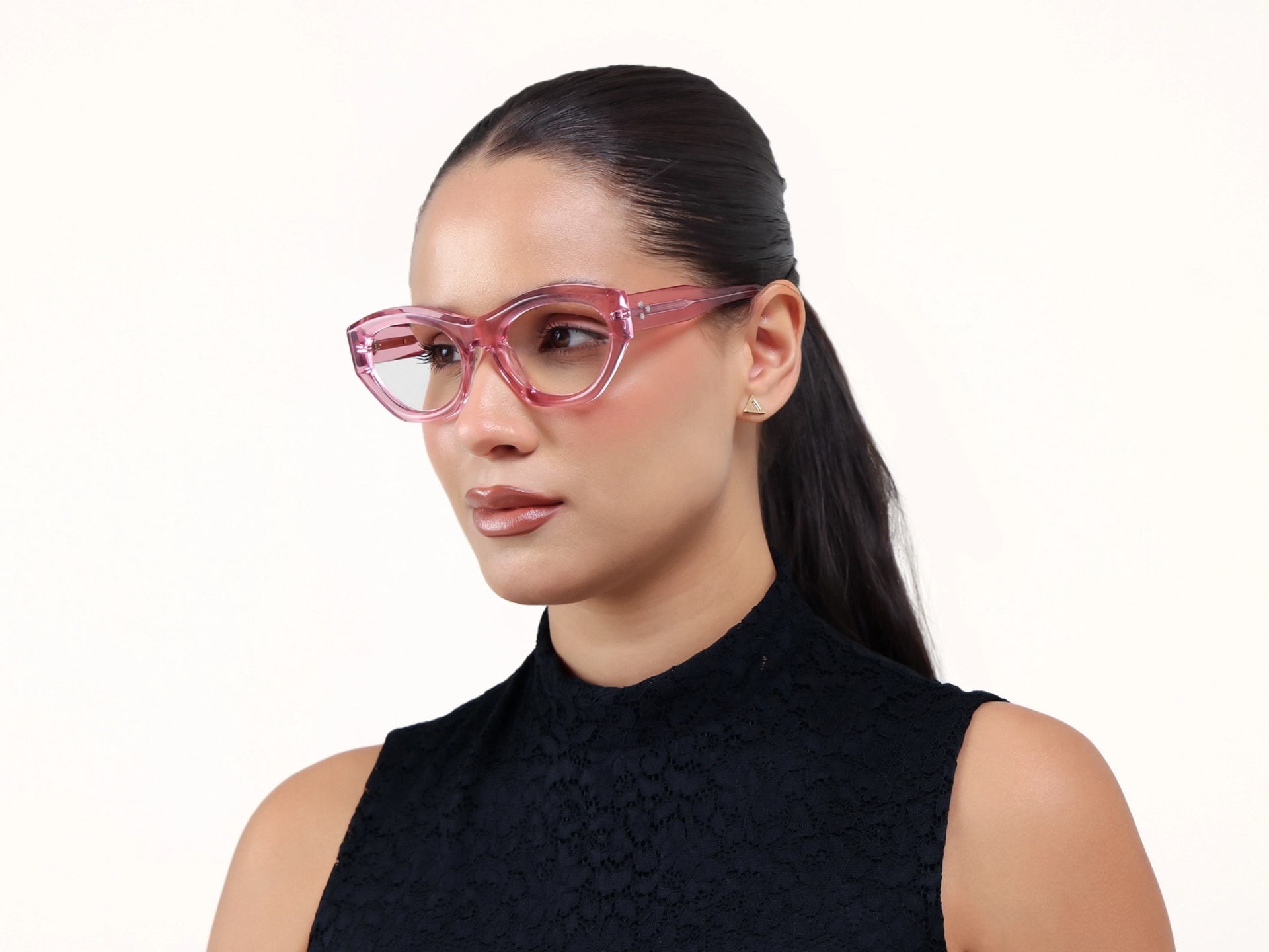Thick Crystal Pink Geometric Glasses
