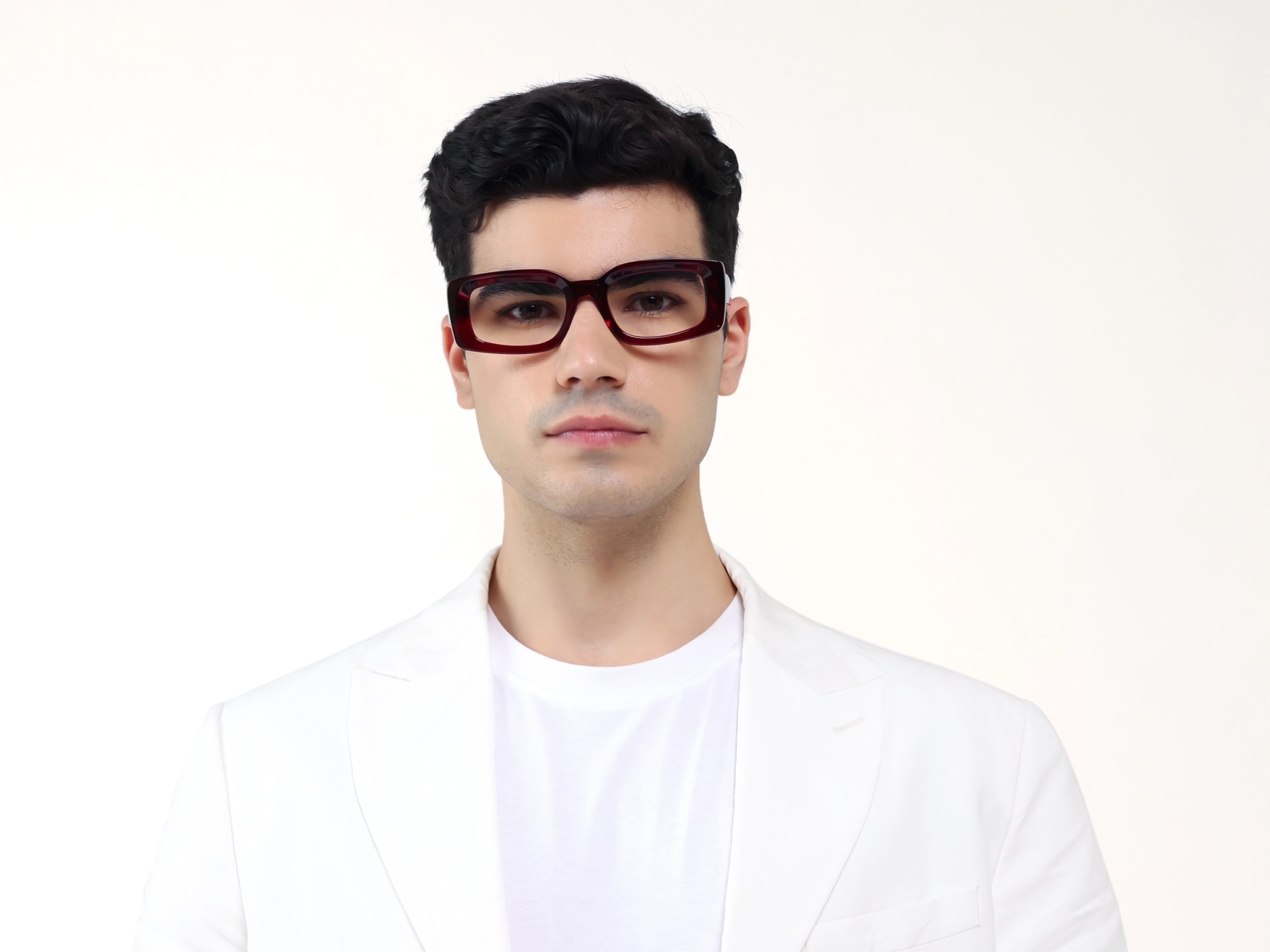 Dark Maroon Thick Oversized Rectangular Glasses