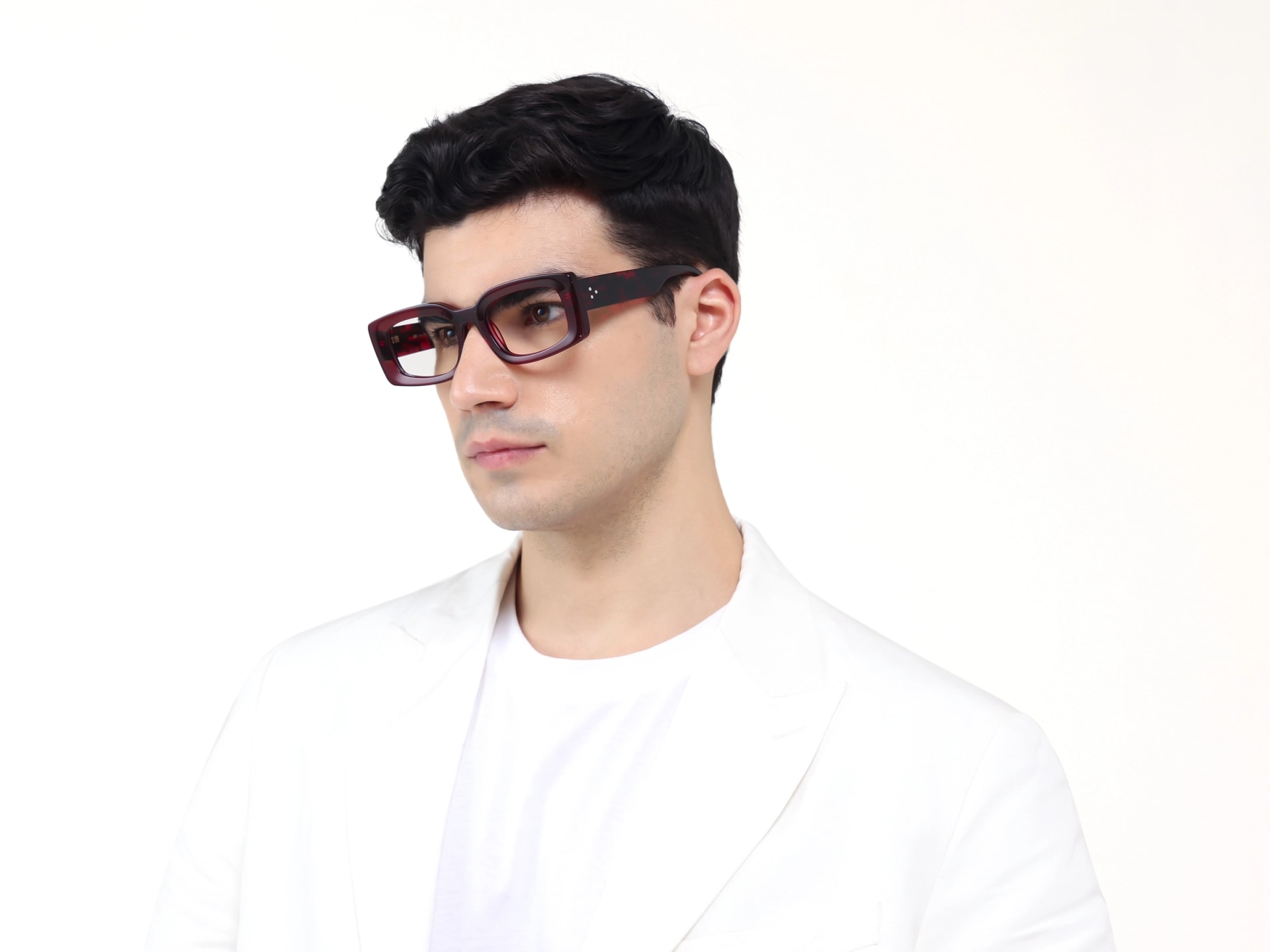 Dark Maroon Thick Oversized Rectangular Glasses