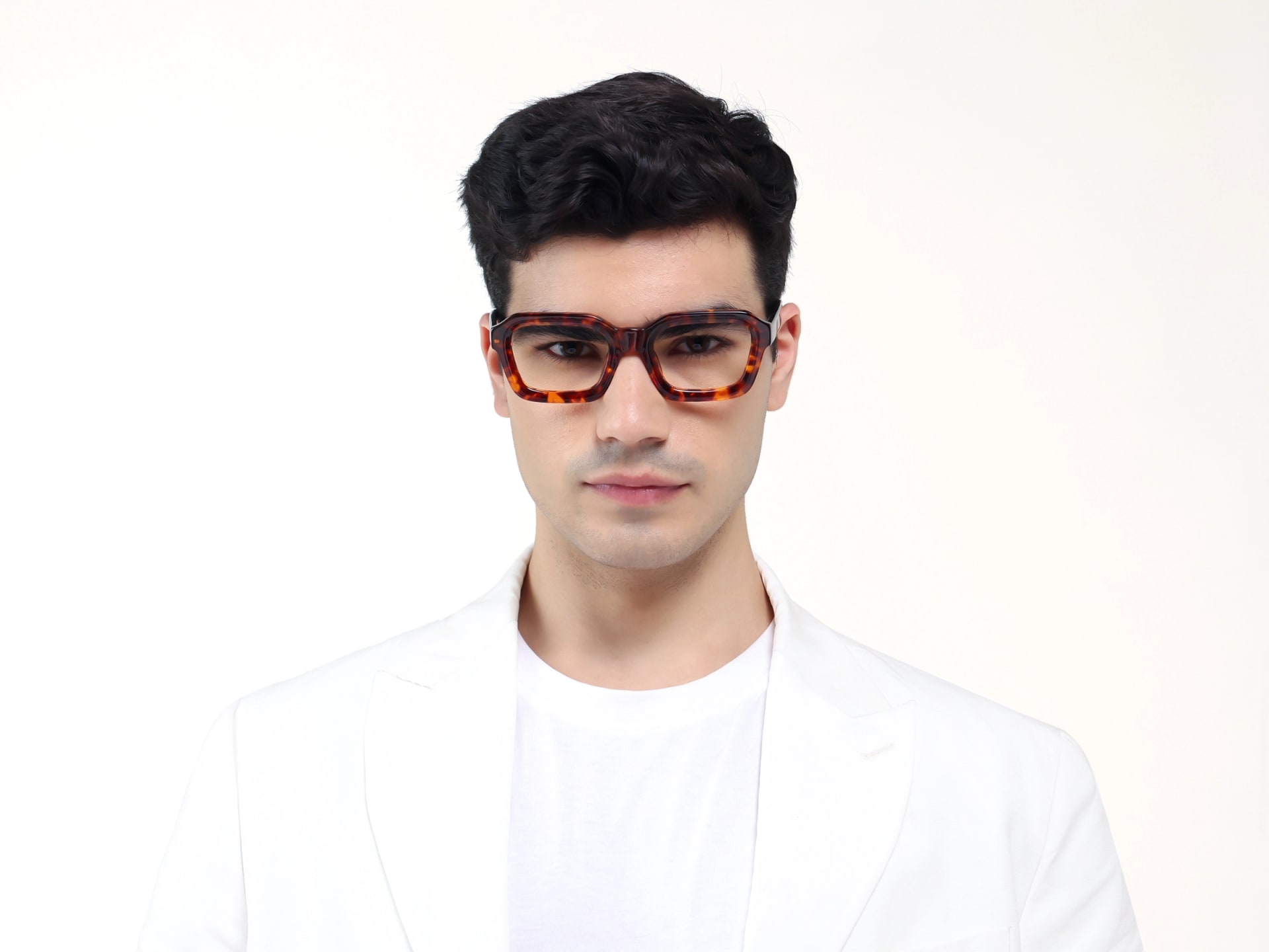 Tortoise Square Geometric Full-rim Glasses