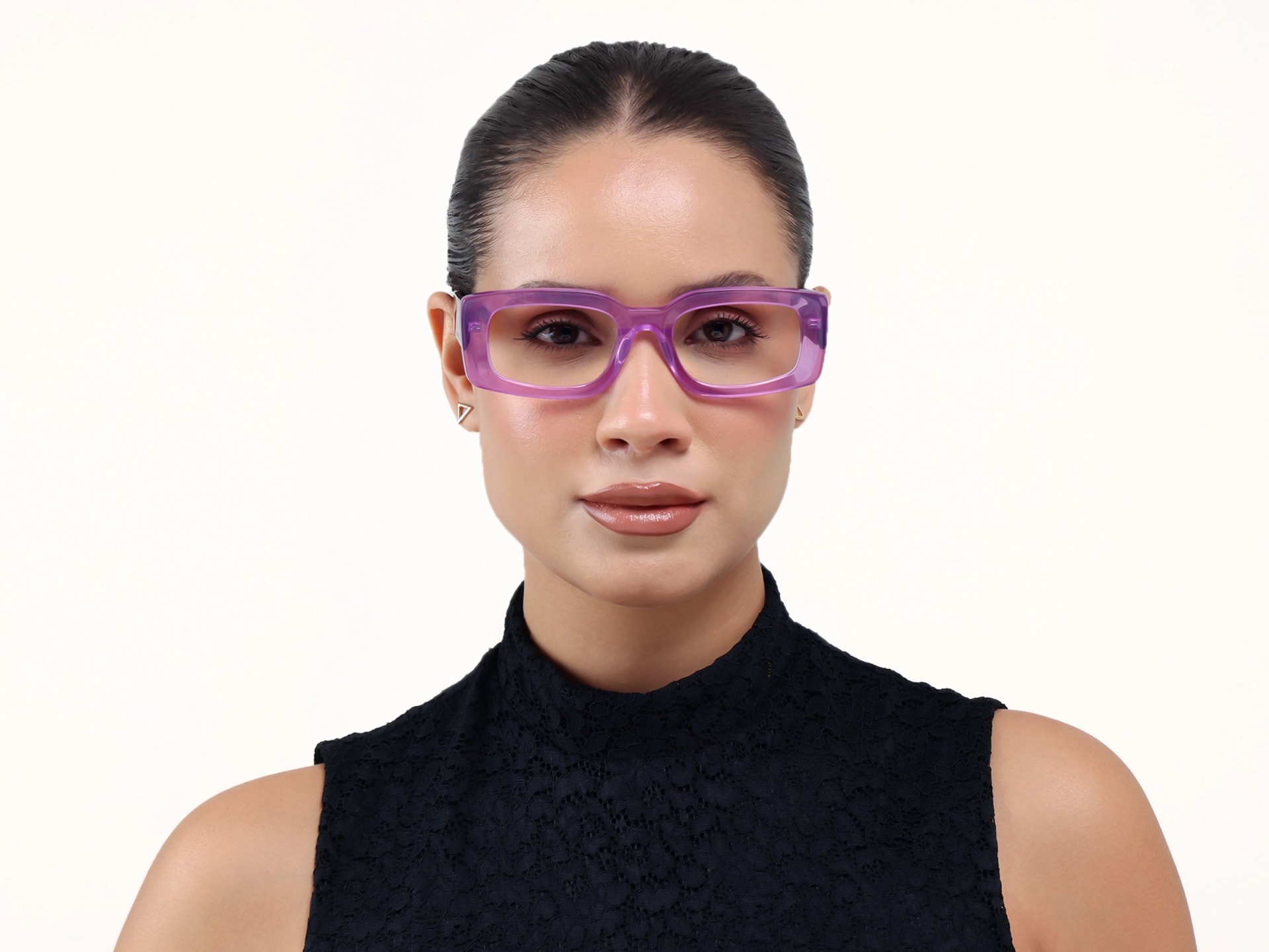 Crystal Wisteria Thick Oversized Rectangular Glasses