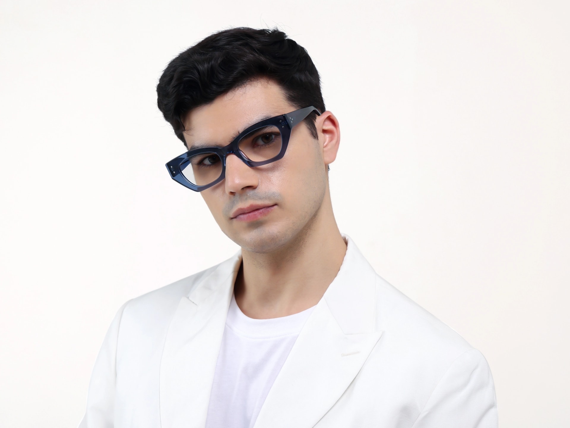 Crystal Denim Blue Fullrim Acetate Glasses