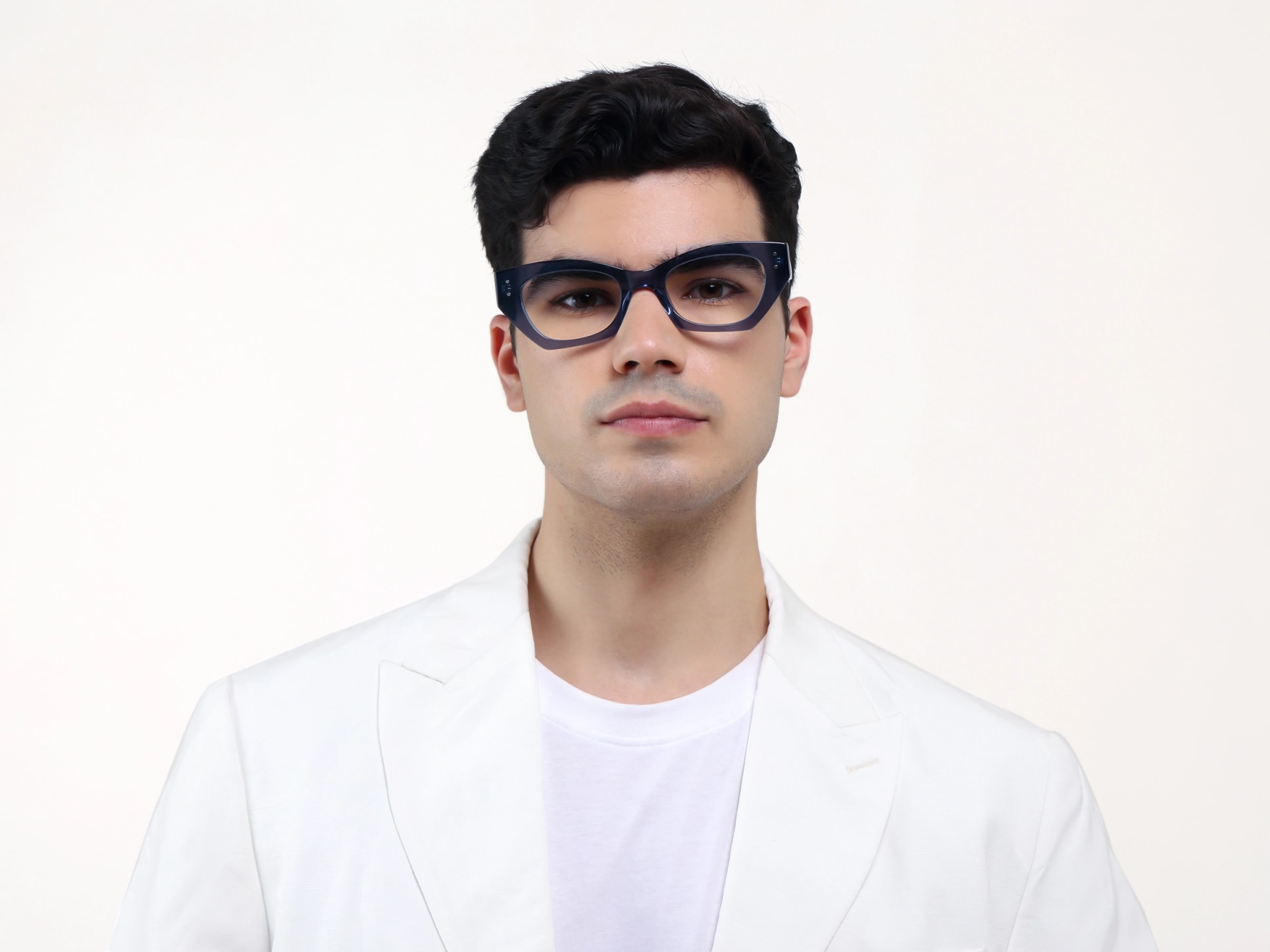 Crystal Denim Blue Fullrim Acetate Glasses