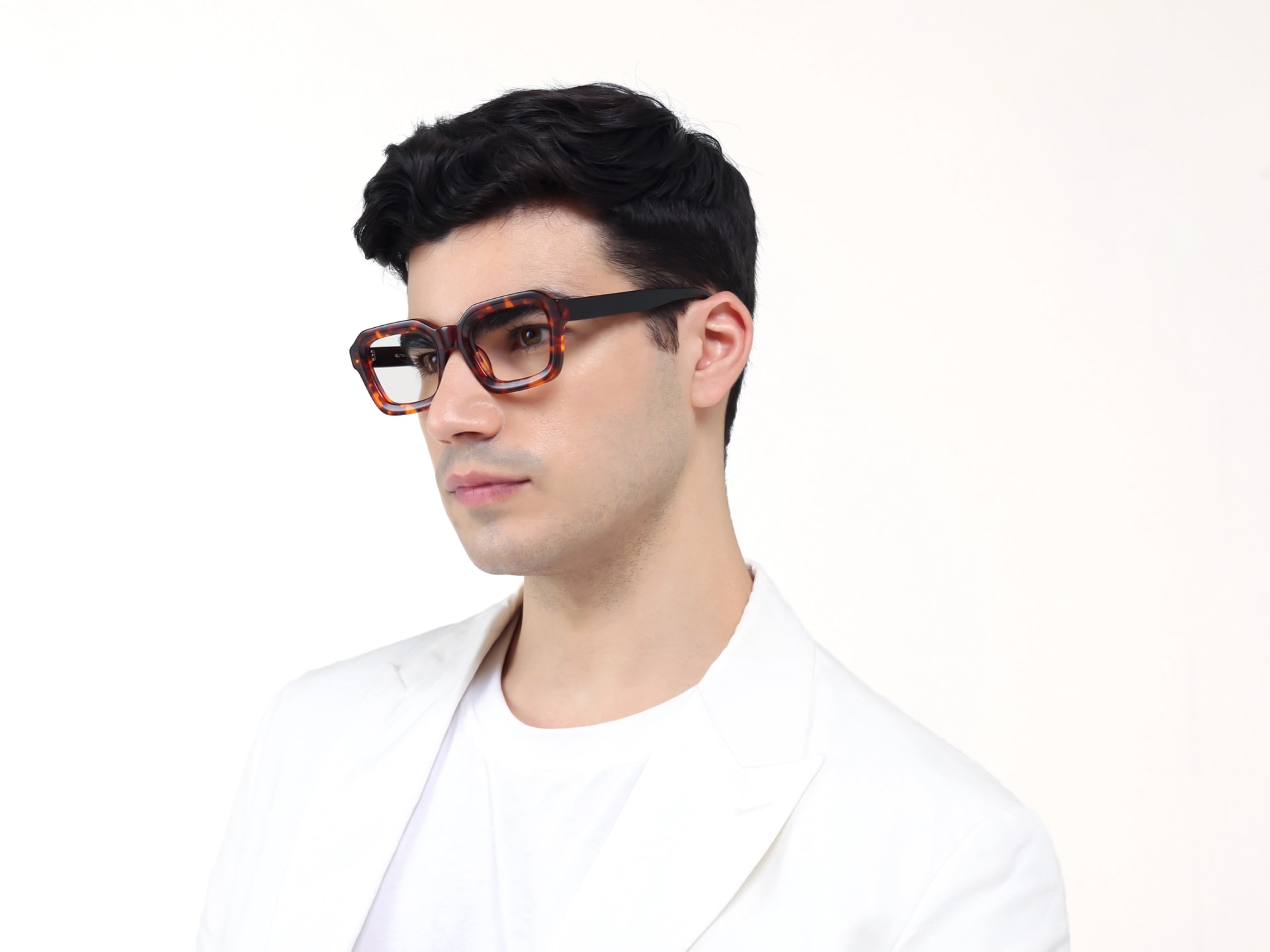 Tortoise Square Geometric Full-rim Glasses