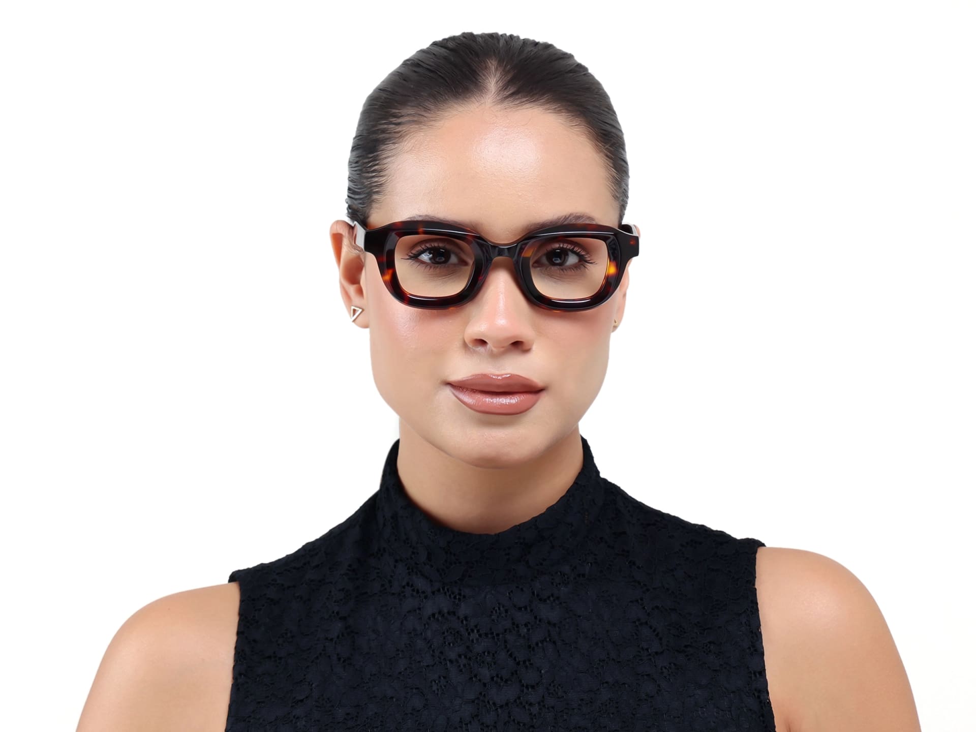 Dark Tortoise Chunky Geometric Glasses