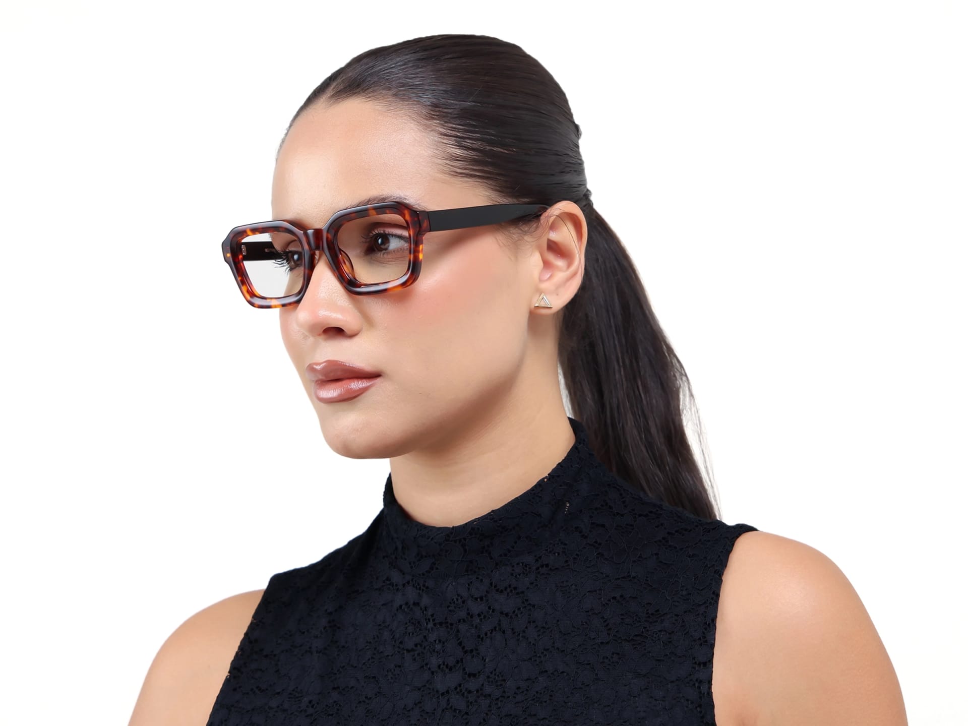 Tortoise Square Geometric Full-rim Glasses