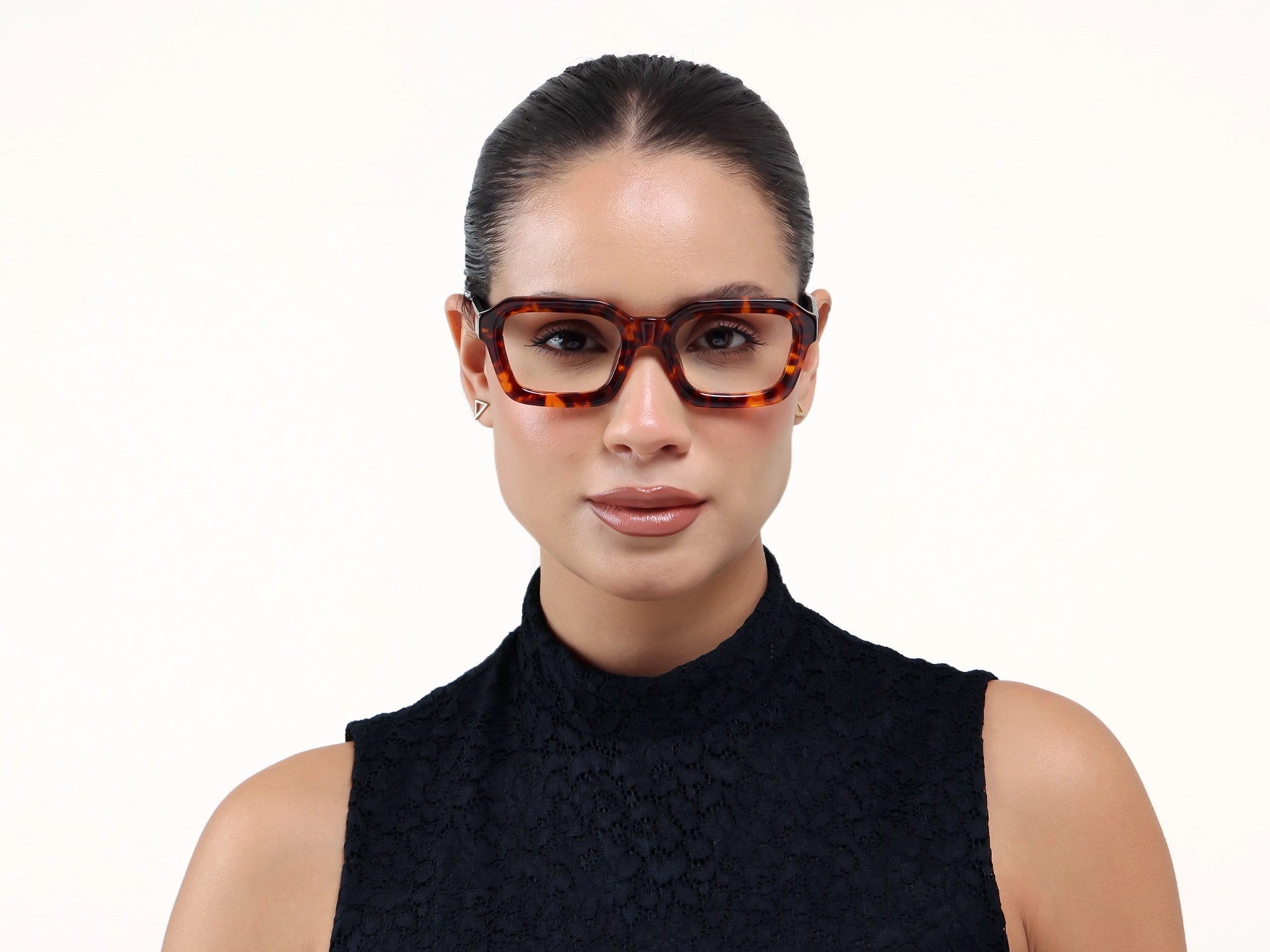 Tortoise Square Geometric Full-rim Glasses