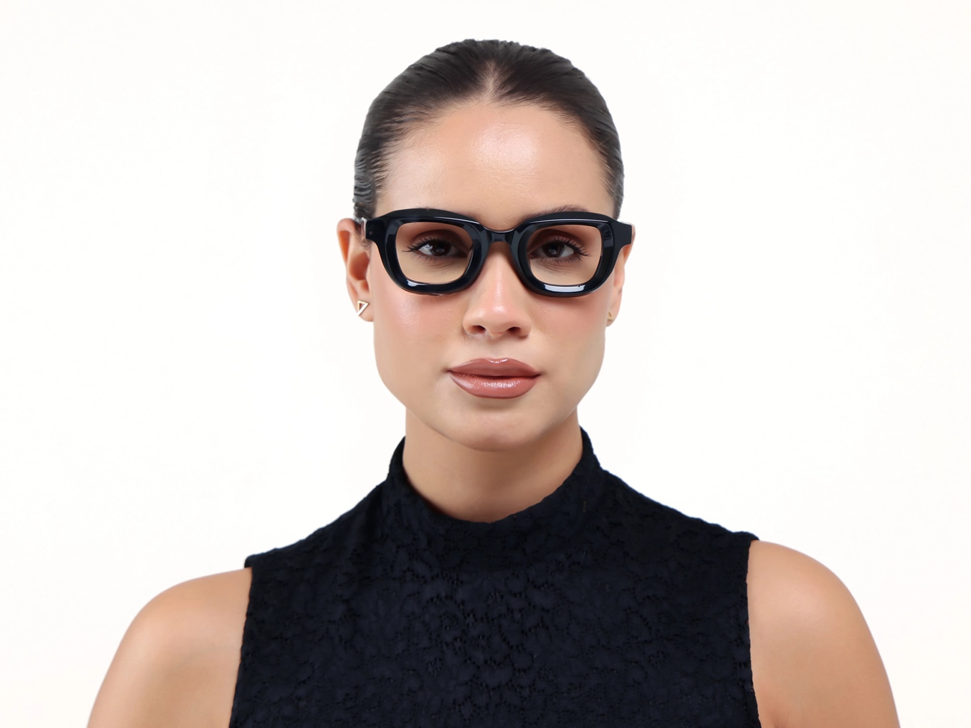 Black Marble Chunky Square Geometric Glasses