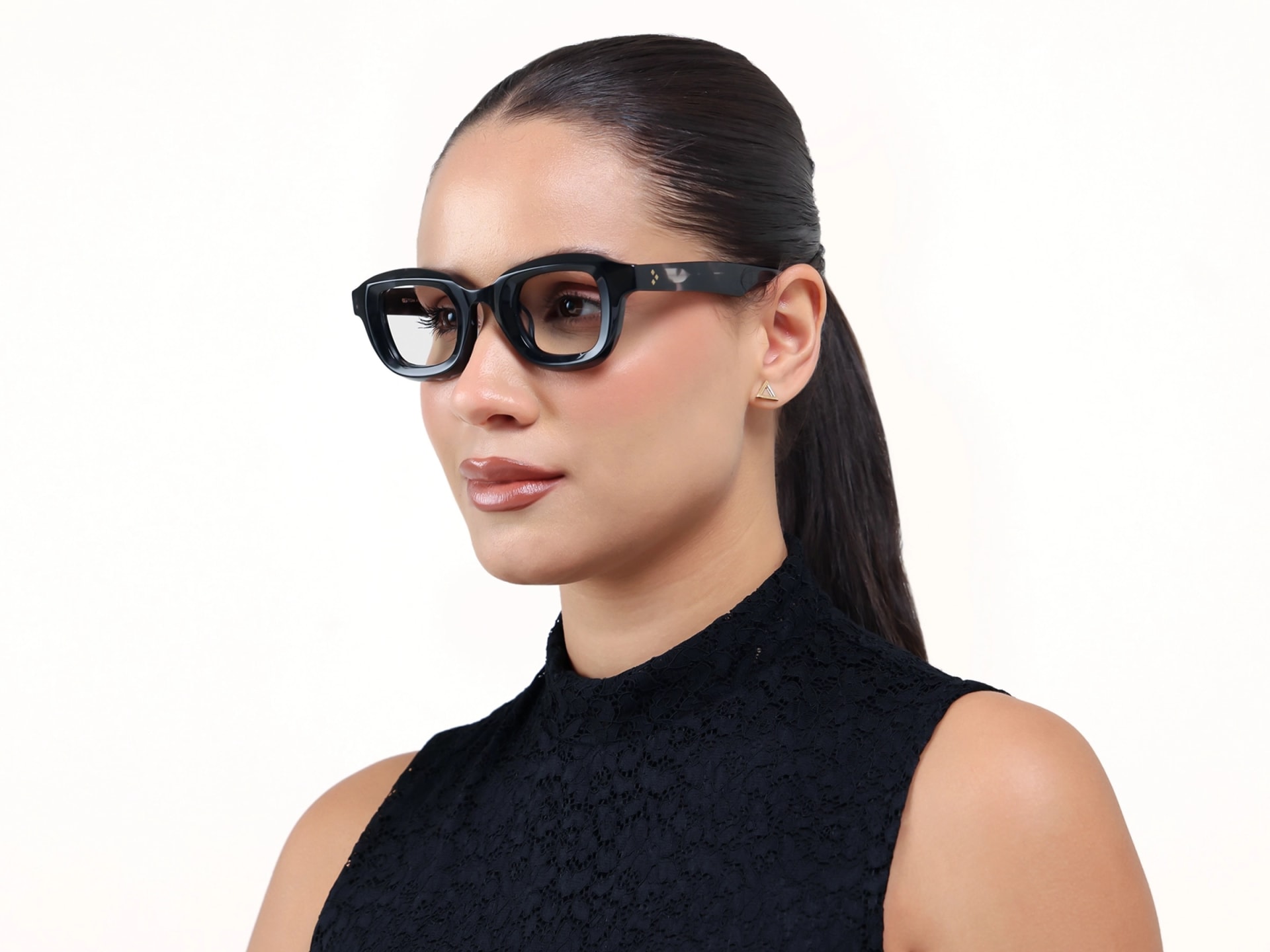 Black Marble Chunky Square Geometric Glasses