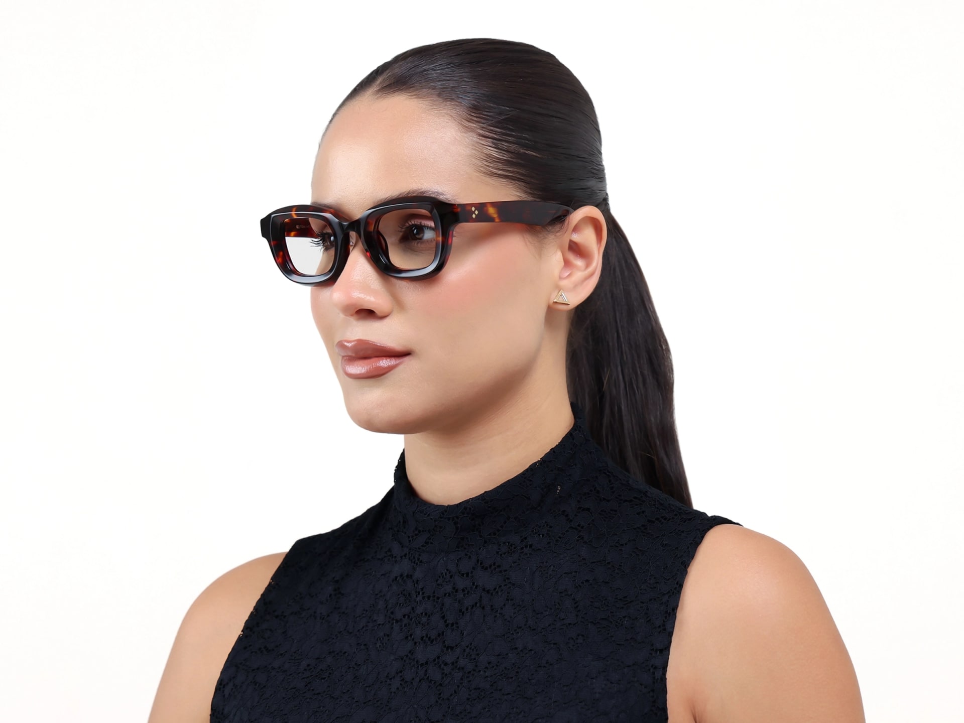 Dark Tortoise Chunky Geometric Glasses