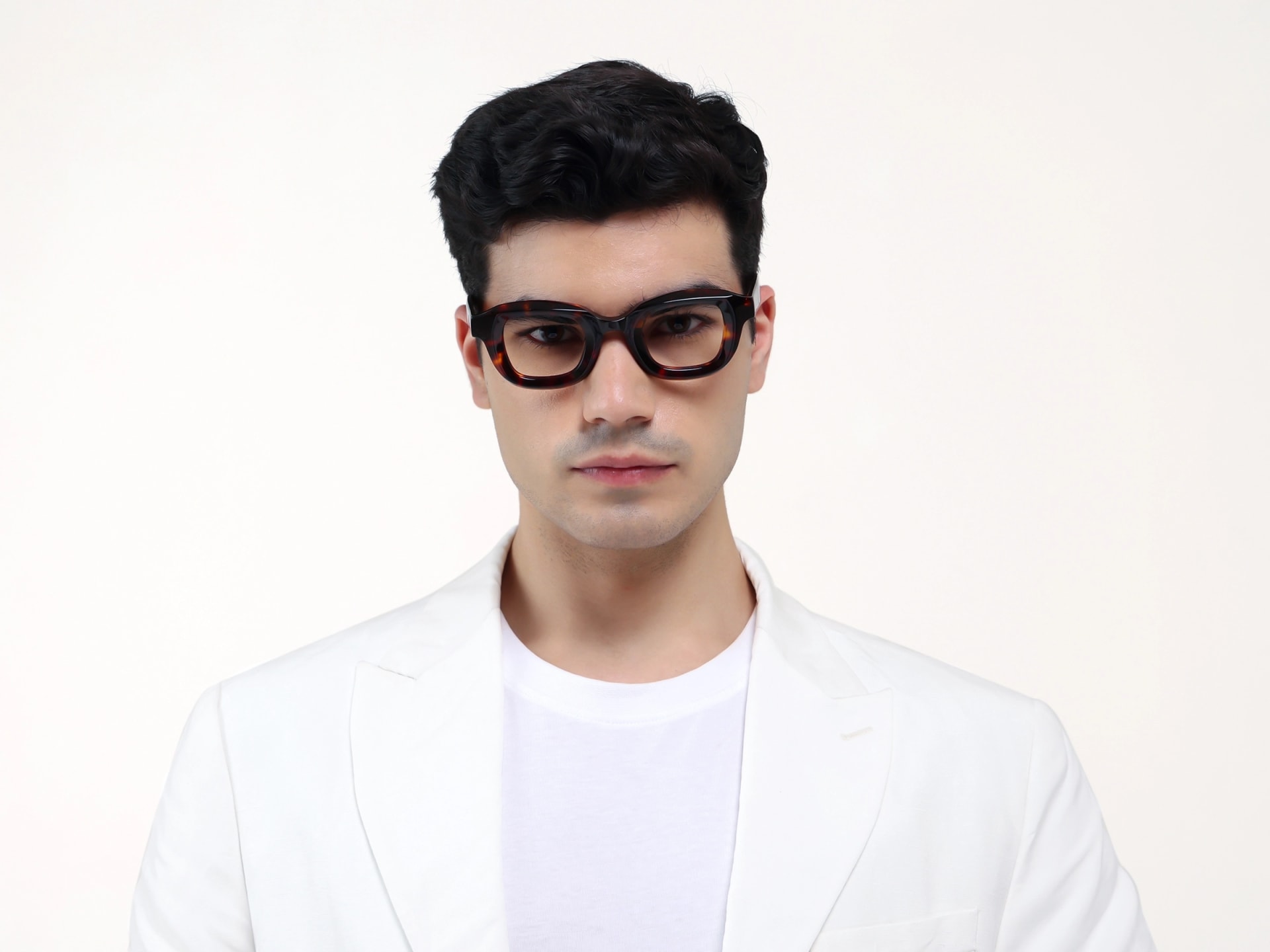 Dark Tortoise Chunky Geometric Glasses