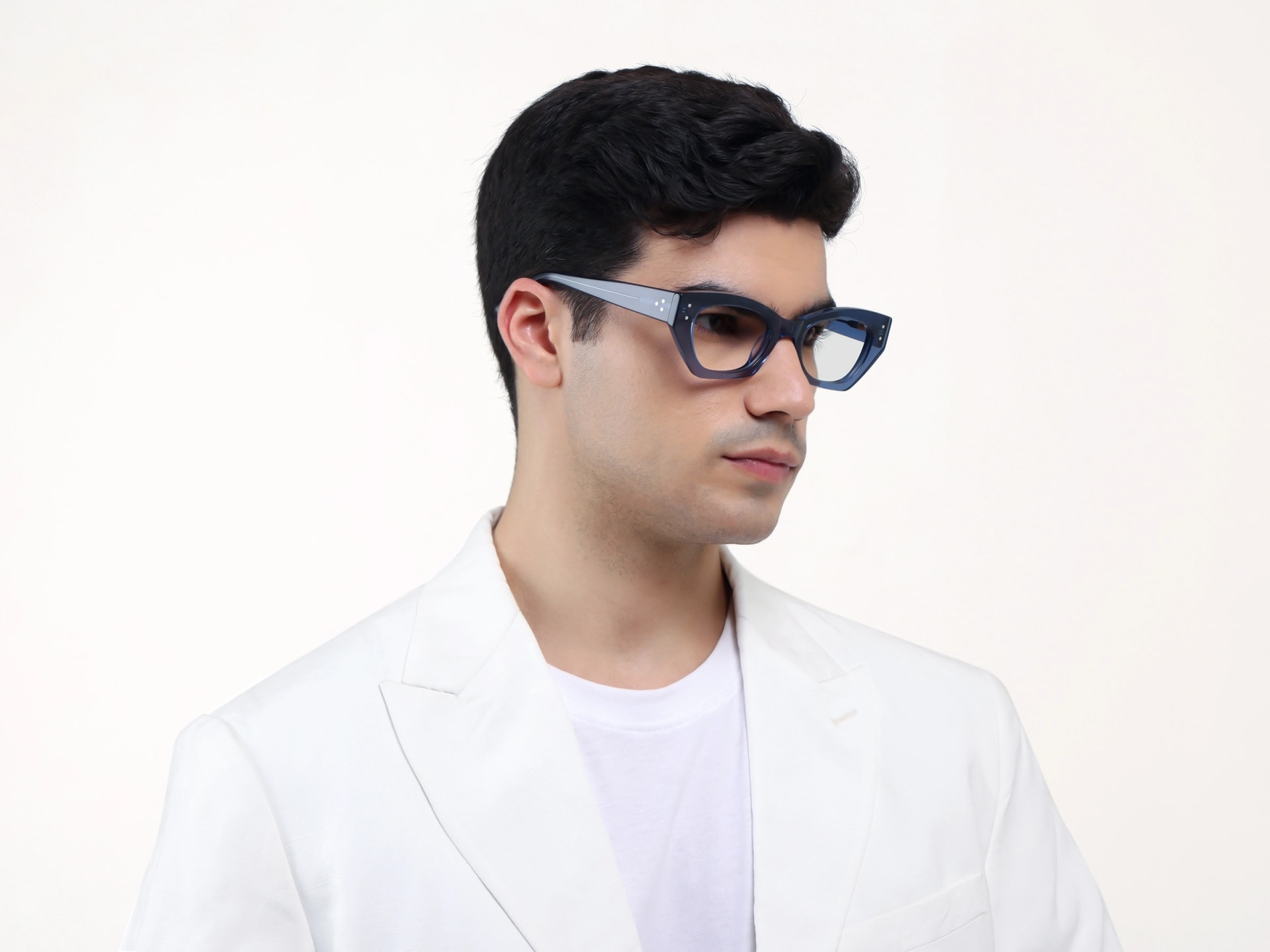 Crystal Denim Blue Fullrim Acetate Glasses