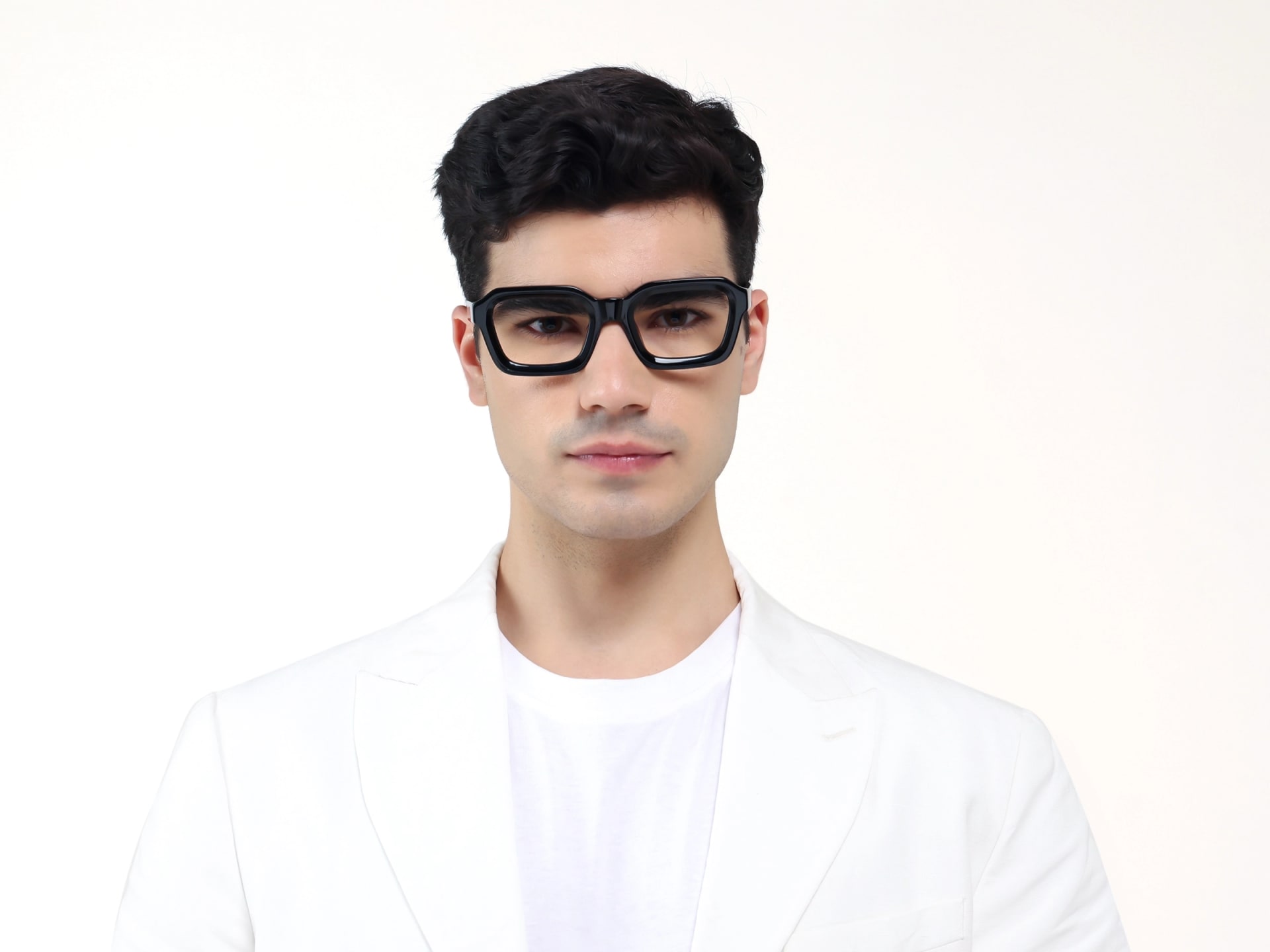 Black Acetate Geometric Full-rim Glasses