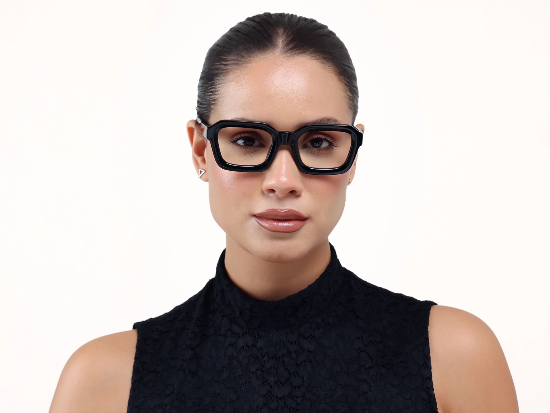 Black Acetate Geometric Full-rim Glasses