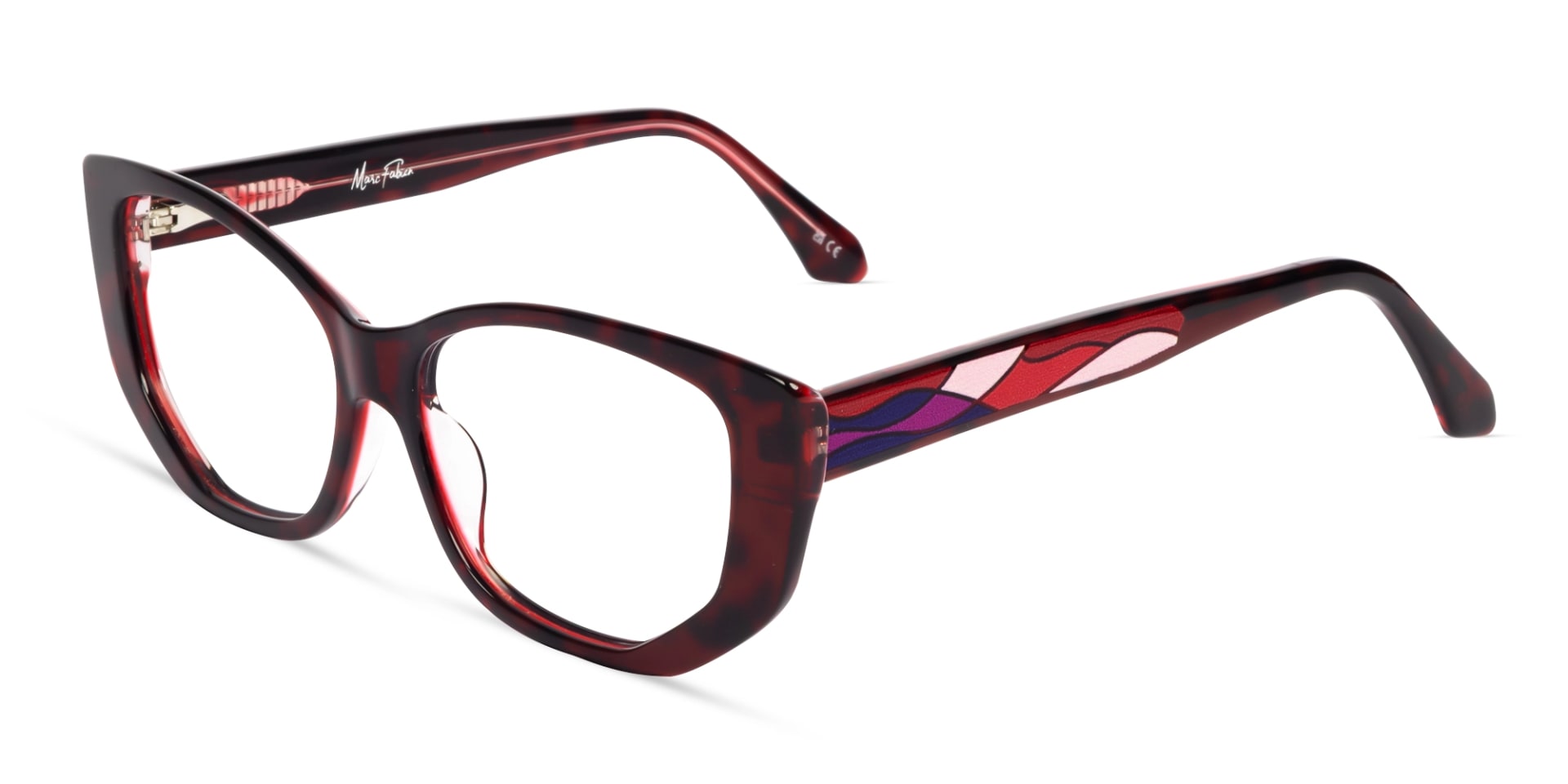 Burgundy Tortoise Cat-eye Geometric Glasses For Women-3