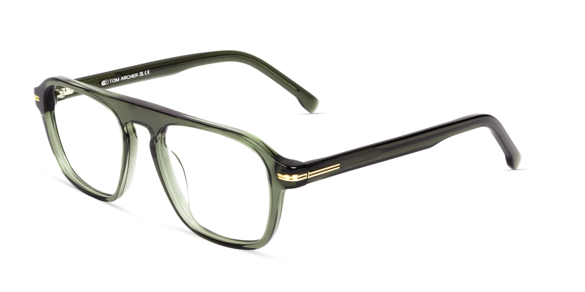 Crystal Moss Green Flat-top Pilot Glasses-2