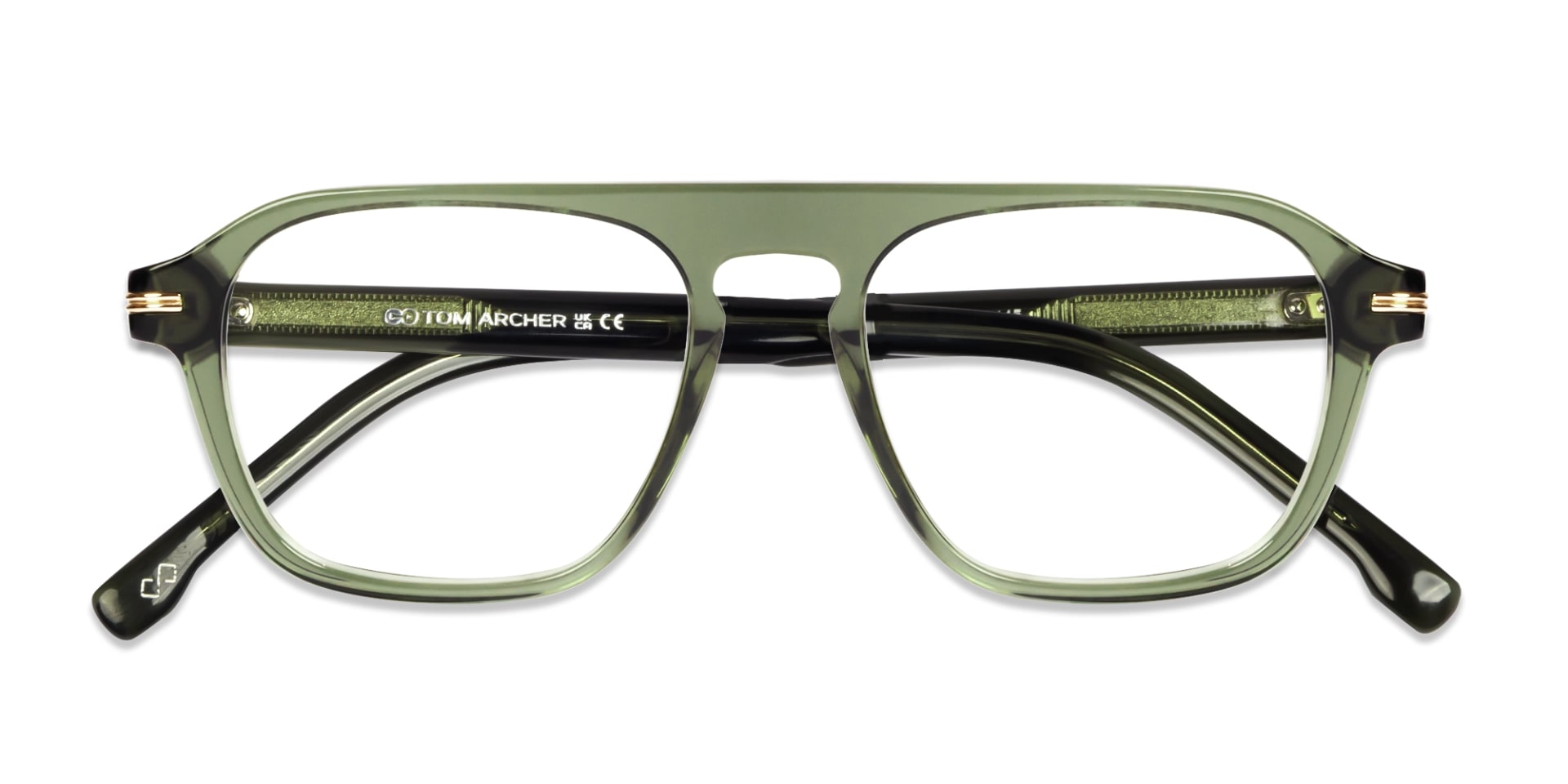 Crystal Moss Green Flat-top Pilot Glasses-5