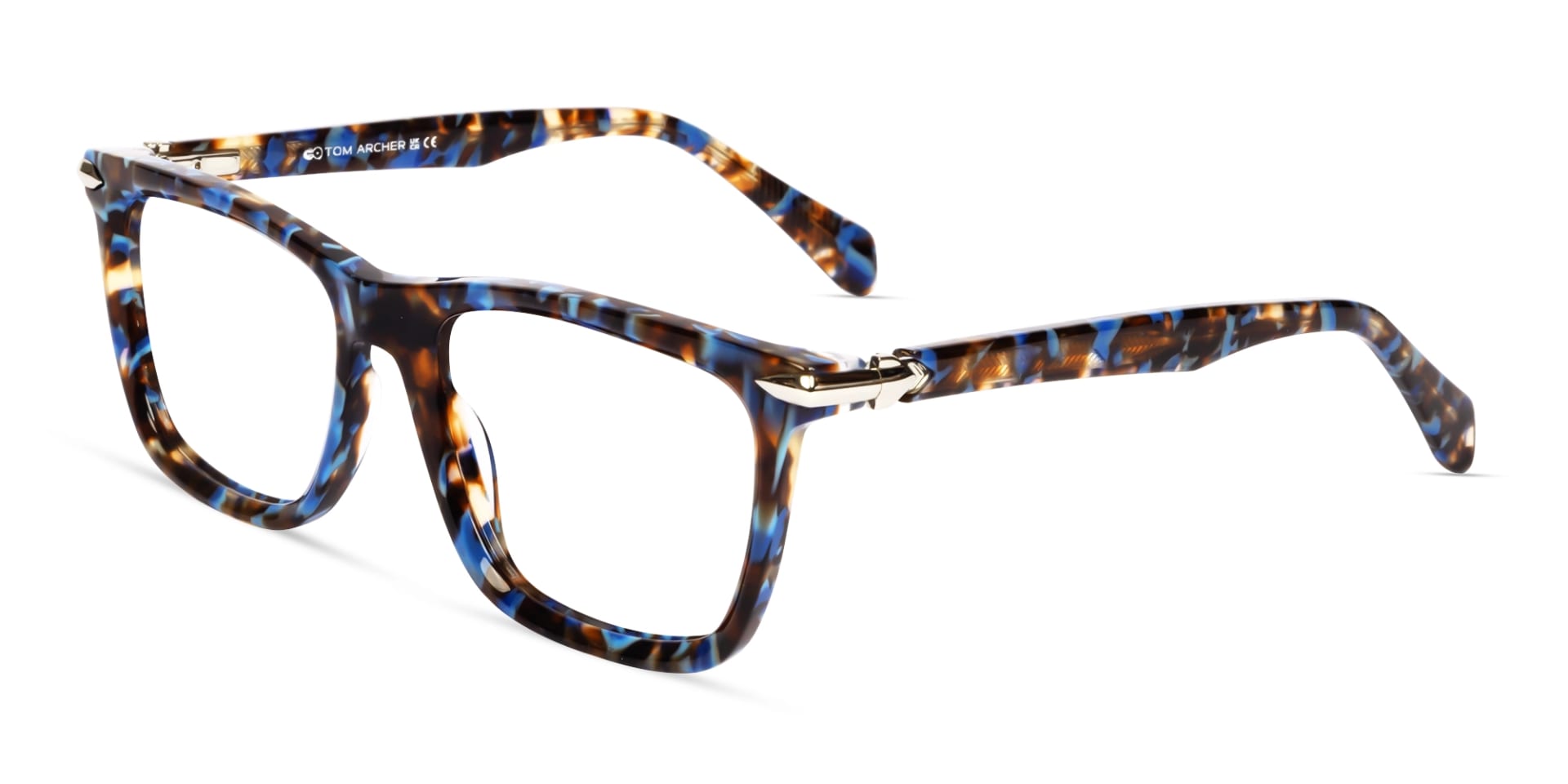 Oversized Blue Terrazo Square Fullrim Glasses-2