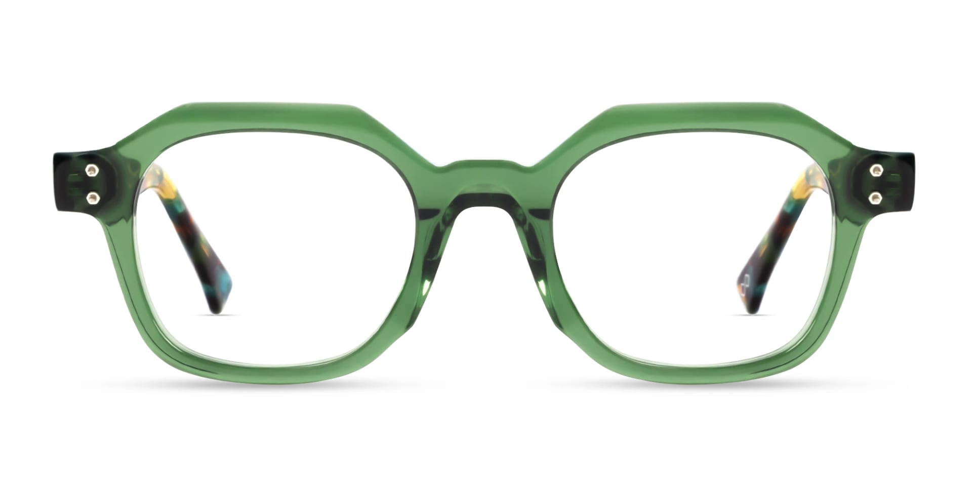 Crystal Green Small Thick Frame Glasses-1