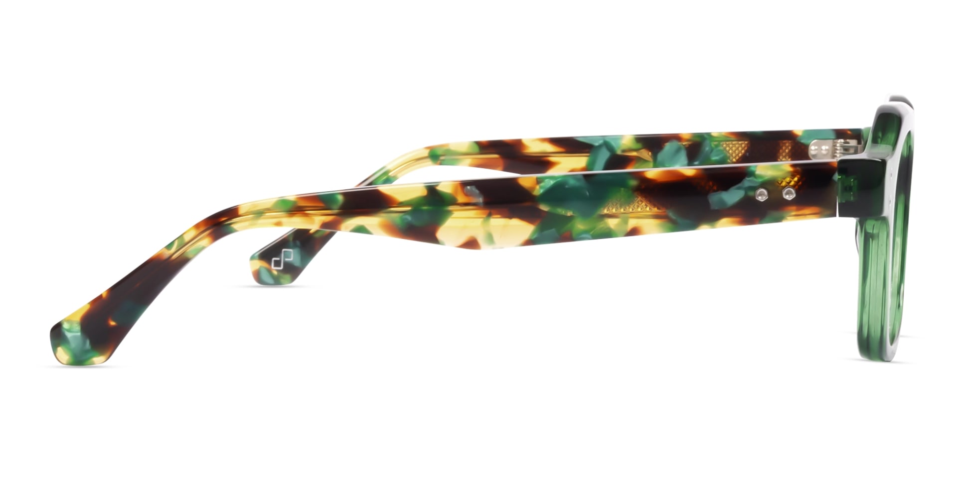 Crystal Green Small Thick Frame Glasses-3