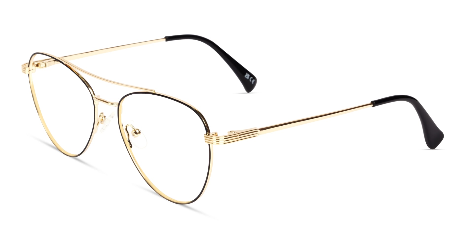 Champagne Gold & Black Pilot Metal Glasses