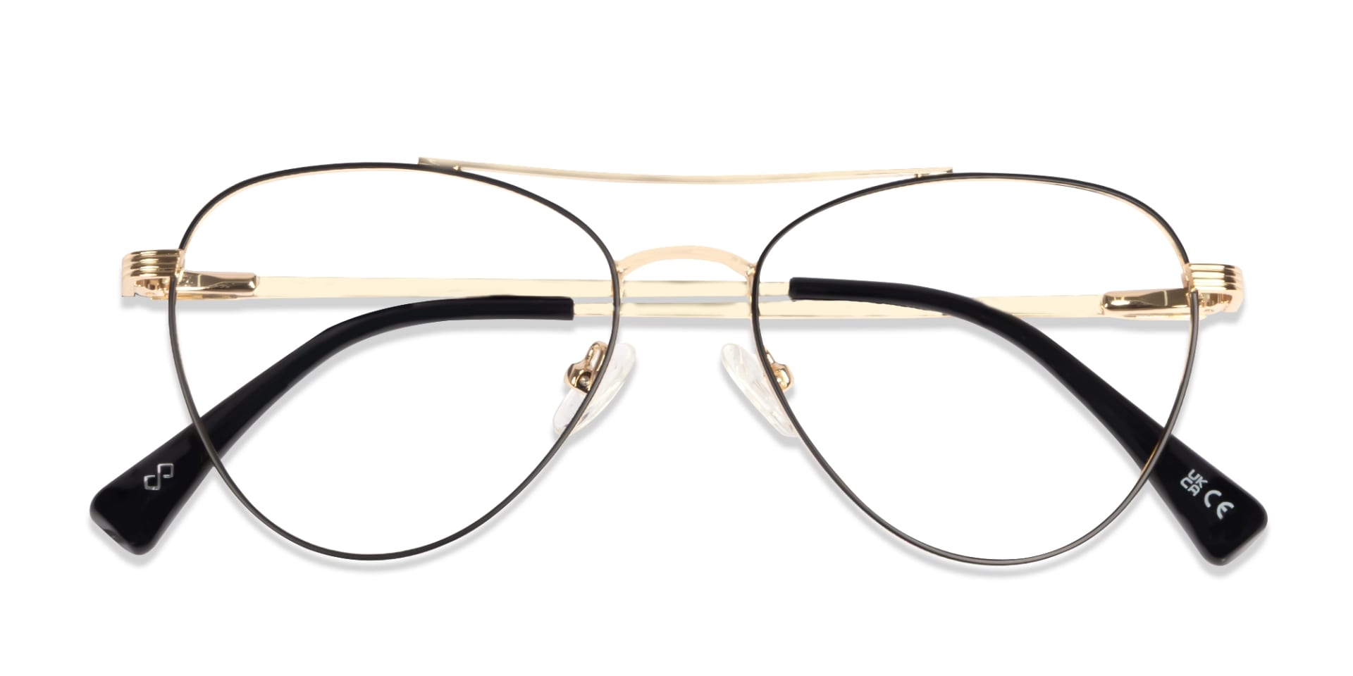 Champagne Gold & Black Pilot Metal Glasses