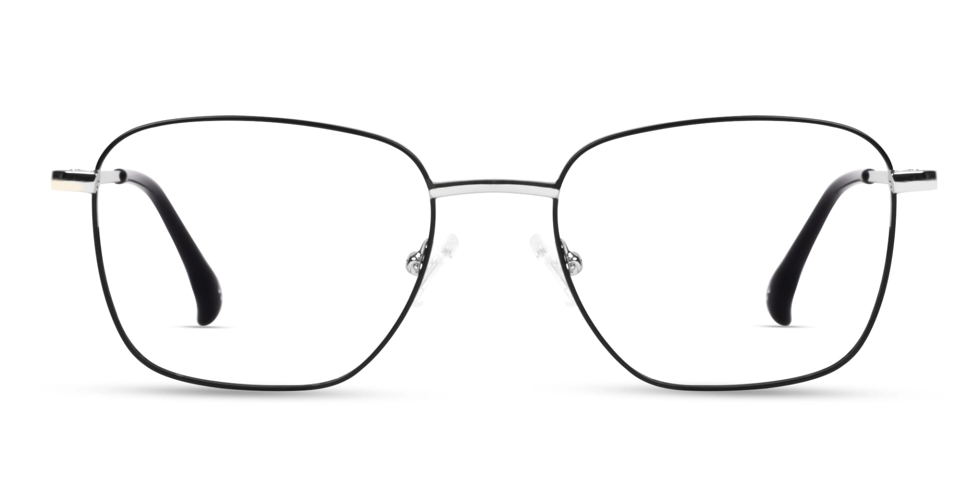 Black & Silver Square Metal Frame Glasses