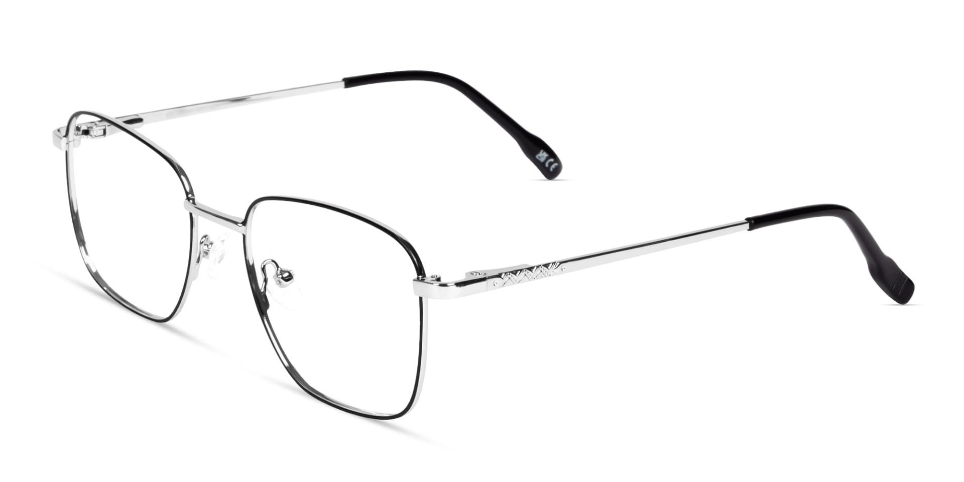 Black & Silver Square Metal Frame Glasses