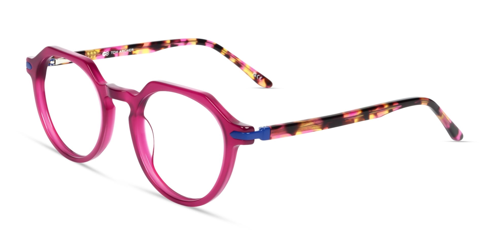 Dark Pink Round Keyhole Bridge Glasses