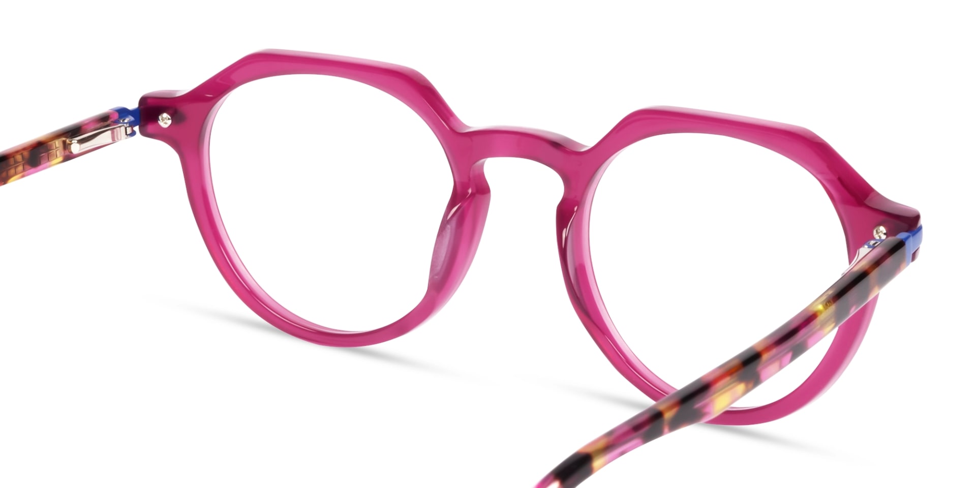 Dark Pink Round Keyhole Bridge Glasses
