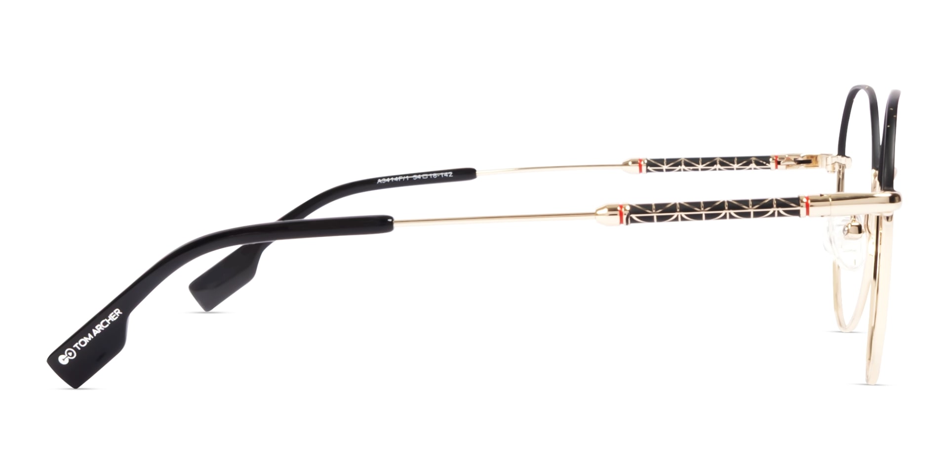 Champagne Gold & Black Round Geometric Glasses