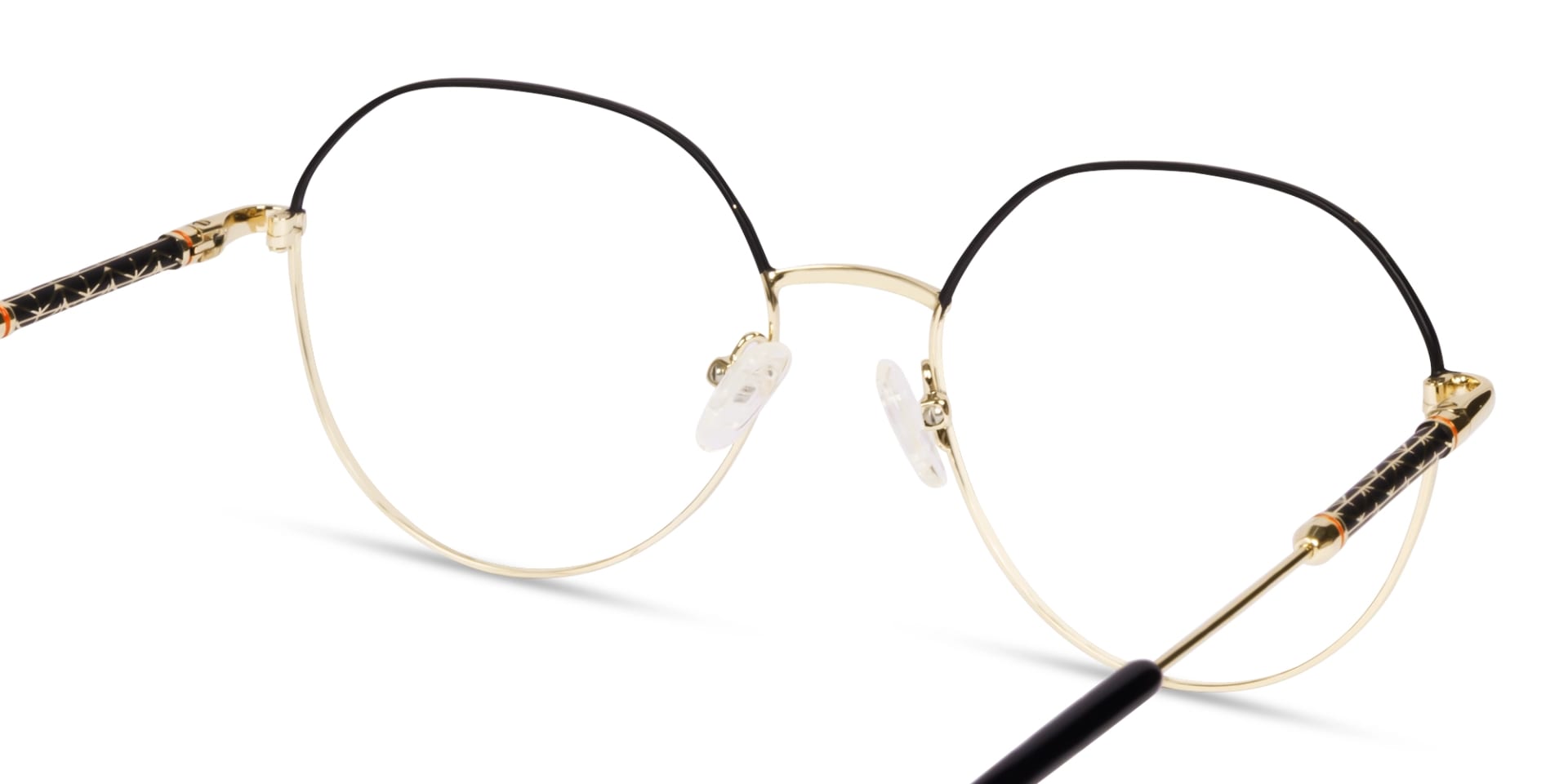 Champagne Gold & Black Round Geometric Glasses