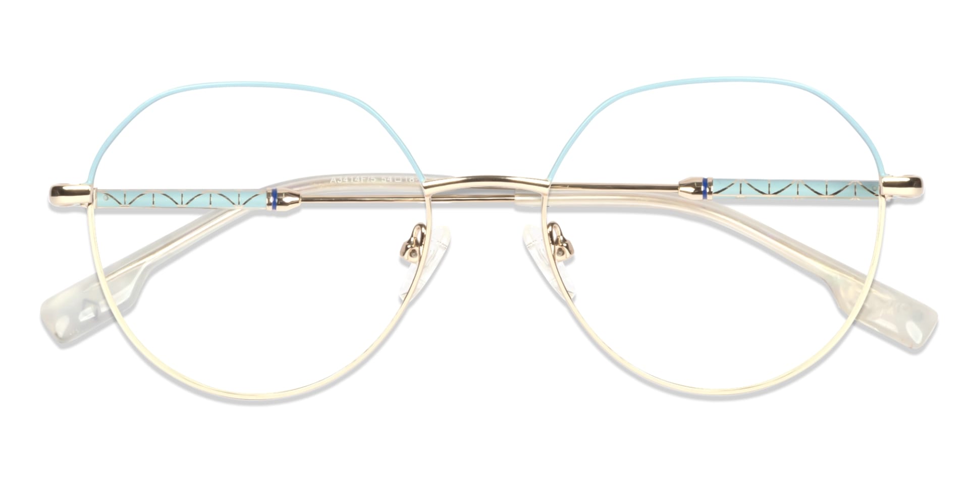 Powder Blue & Champagne Gold Round Glasses