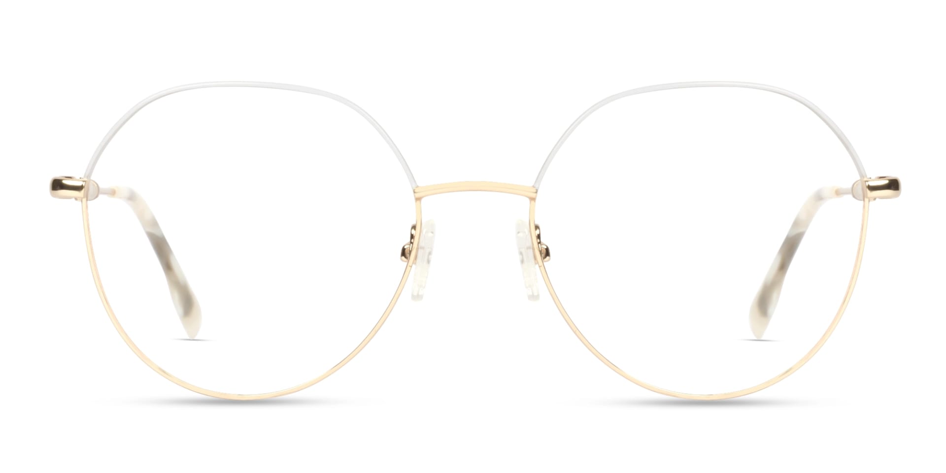 Champagne Gold & Bone White Round Glasses