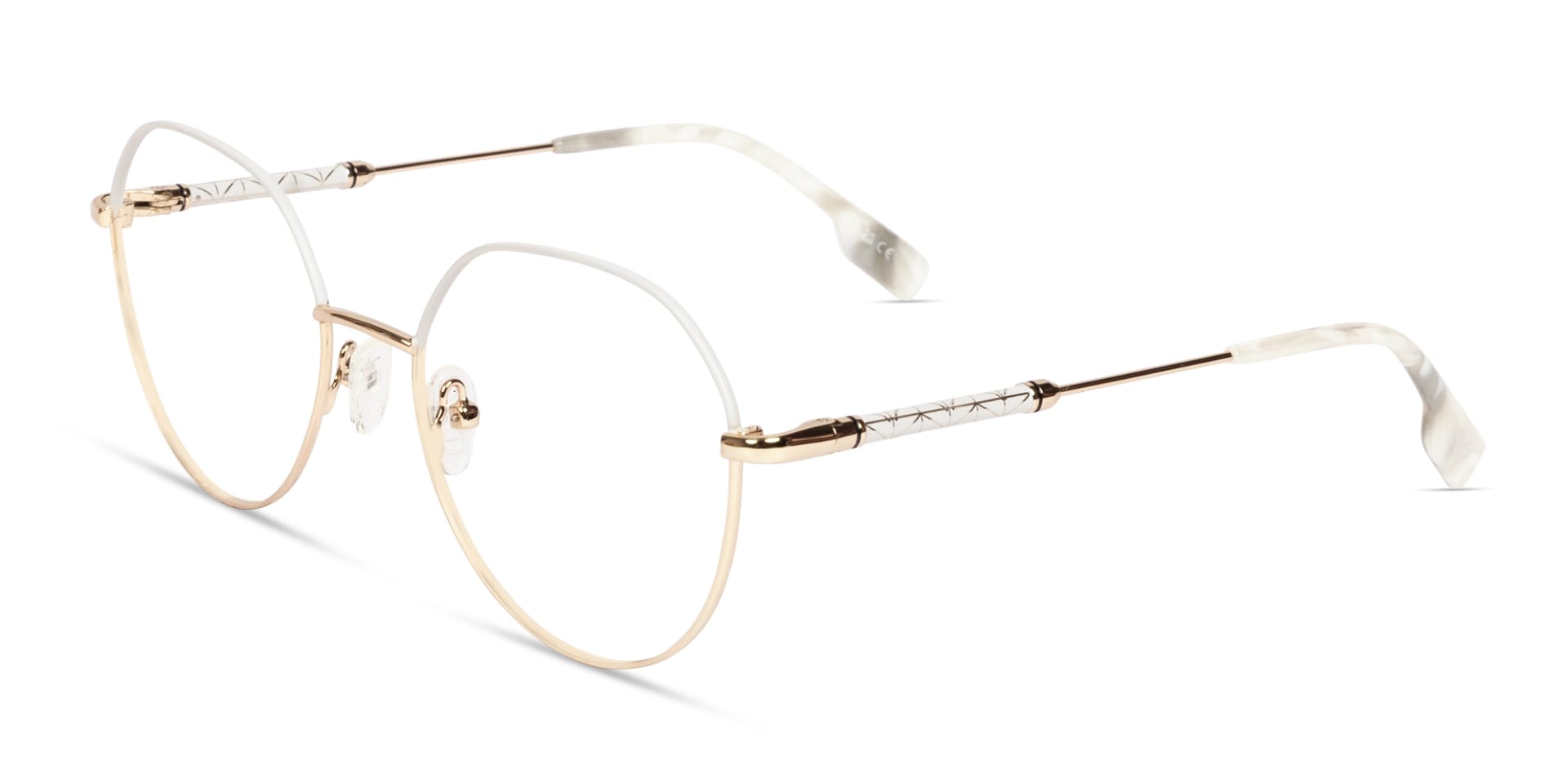 Champagne Gold & Bone White Round Glasses