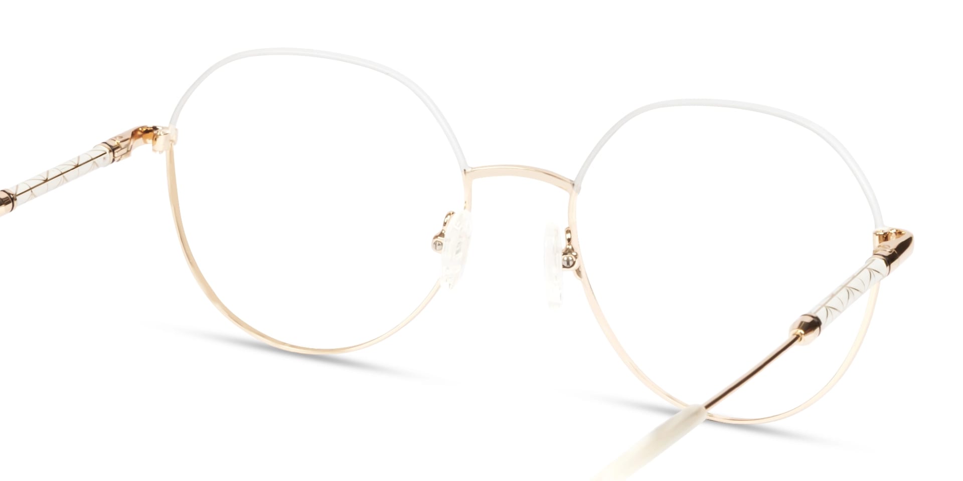 Champagne Gold & Bone White Round Glasses