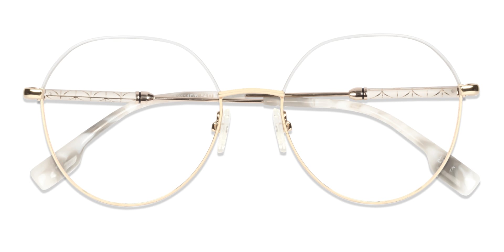 Champagne Gold & Bone White Round Glasses