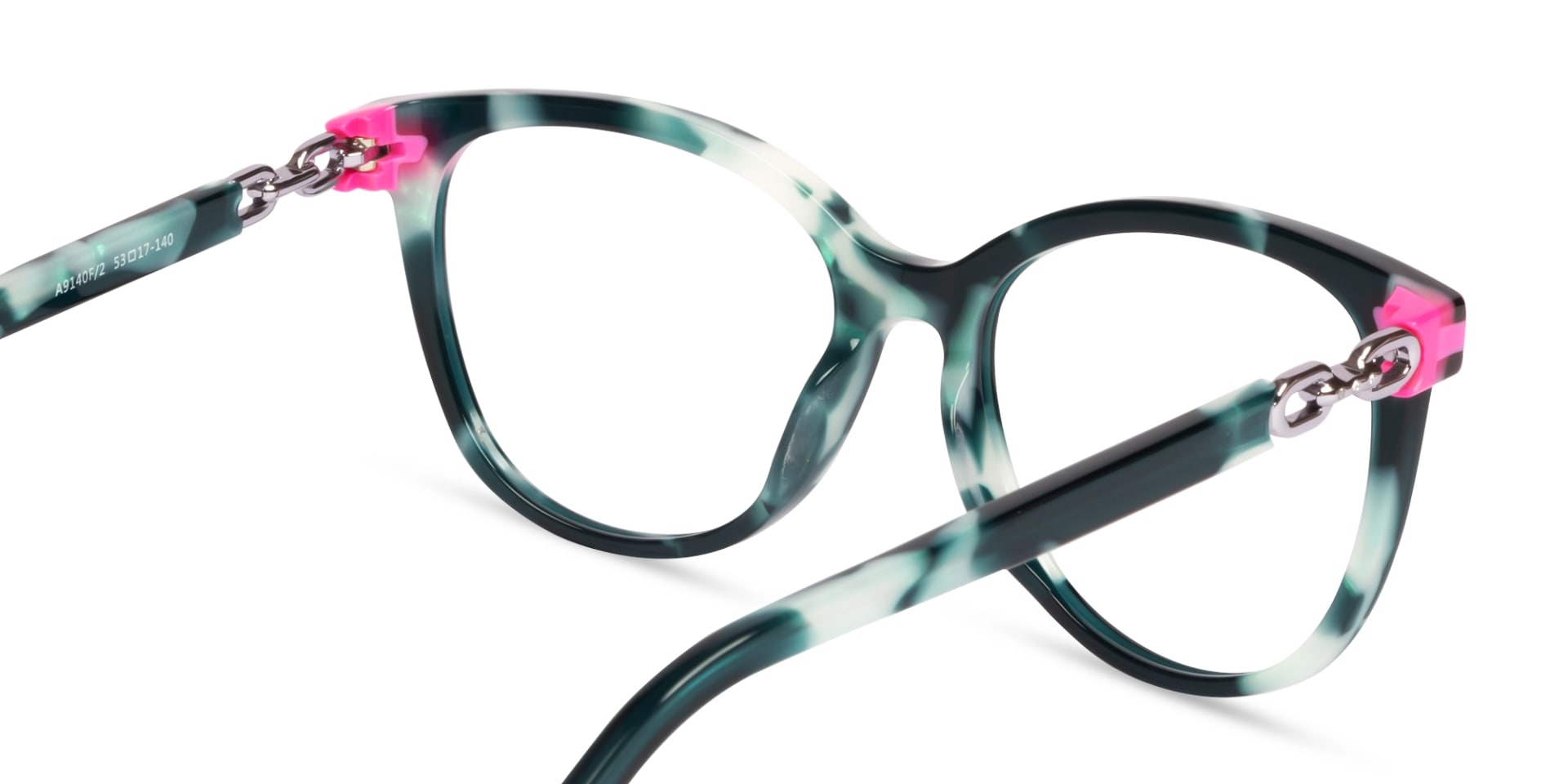 Green Tortoise Square Cateye Acetate Glasses